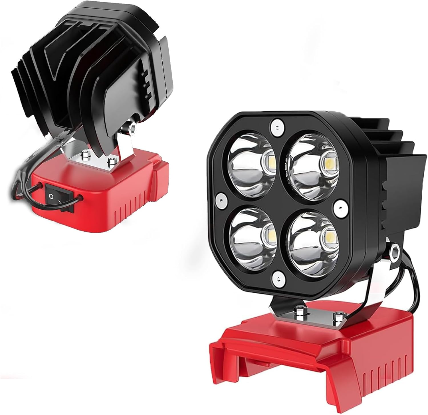 Skogfe LED Work Light Compatible with Milwaukee 18V Battery, 40W 6000LM Flashlight, 18V Battery Cordless Work Light 120&deg;Adjustable with Low Voltage Protection for Outdoors and Job Site Lighting (RED) image number 2