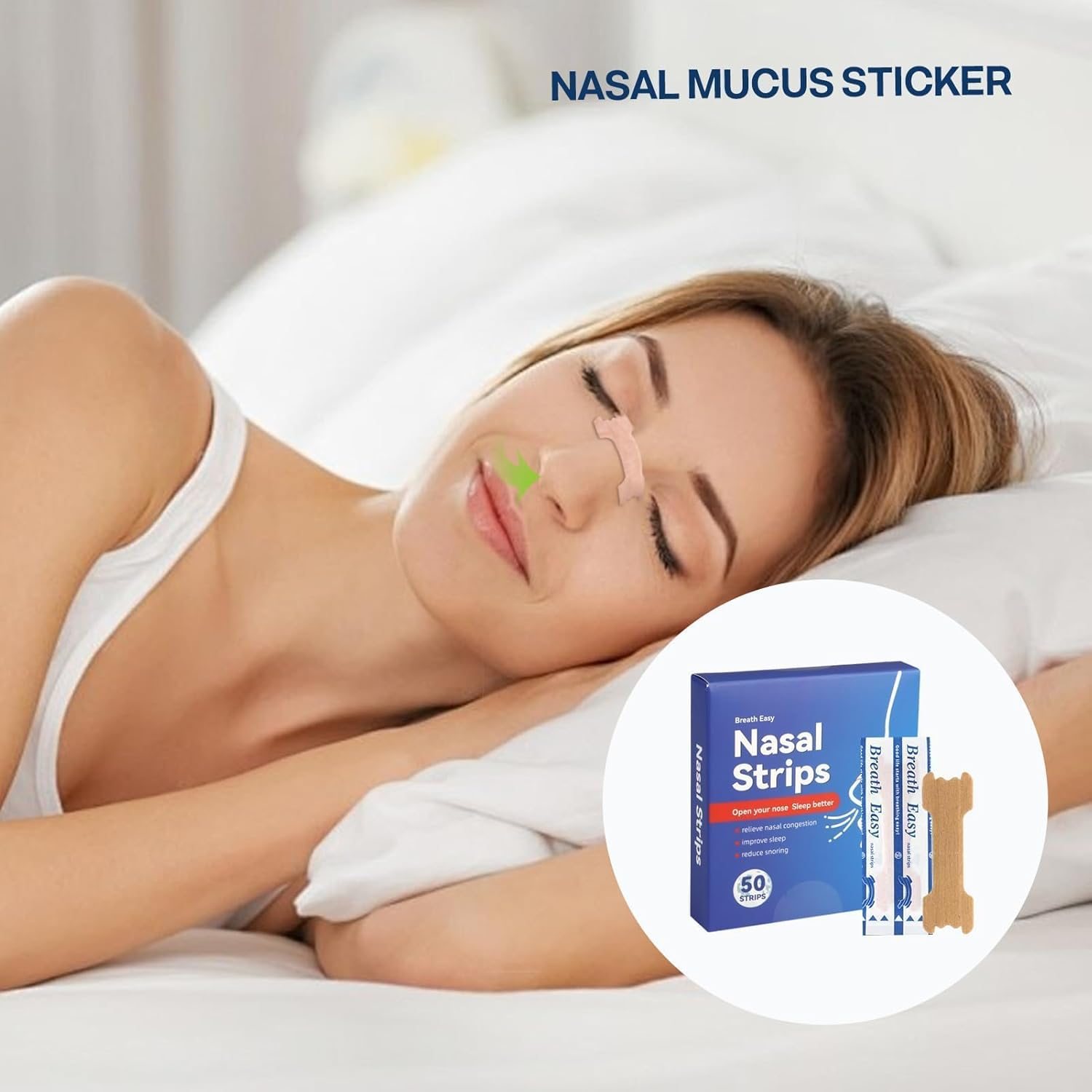 50 Pack Nasal Strips for Snoring, Night Strips, Drug-Free Nasal Strips, Nose Strips for Sleeping, Large+Small, Improve Sleep Quality, Relieve Nasal Congestion, Reduce Snoring & Mouth Breathing (Tan) image number 2