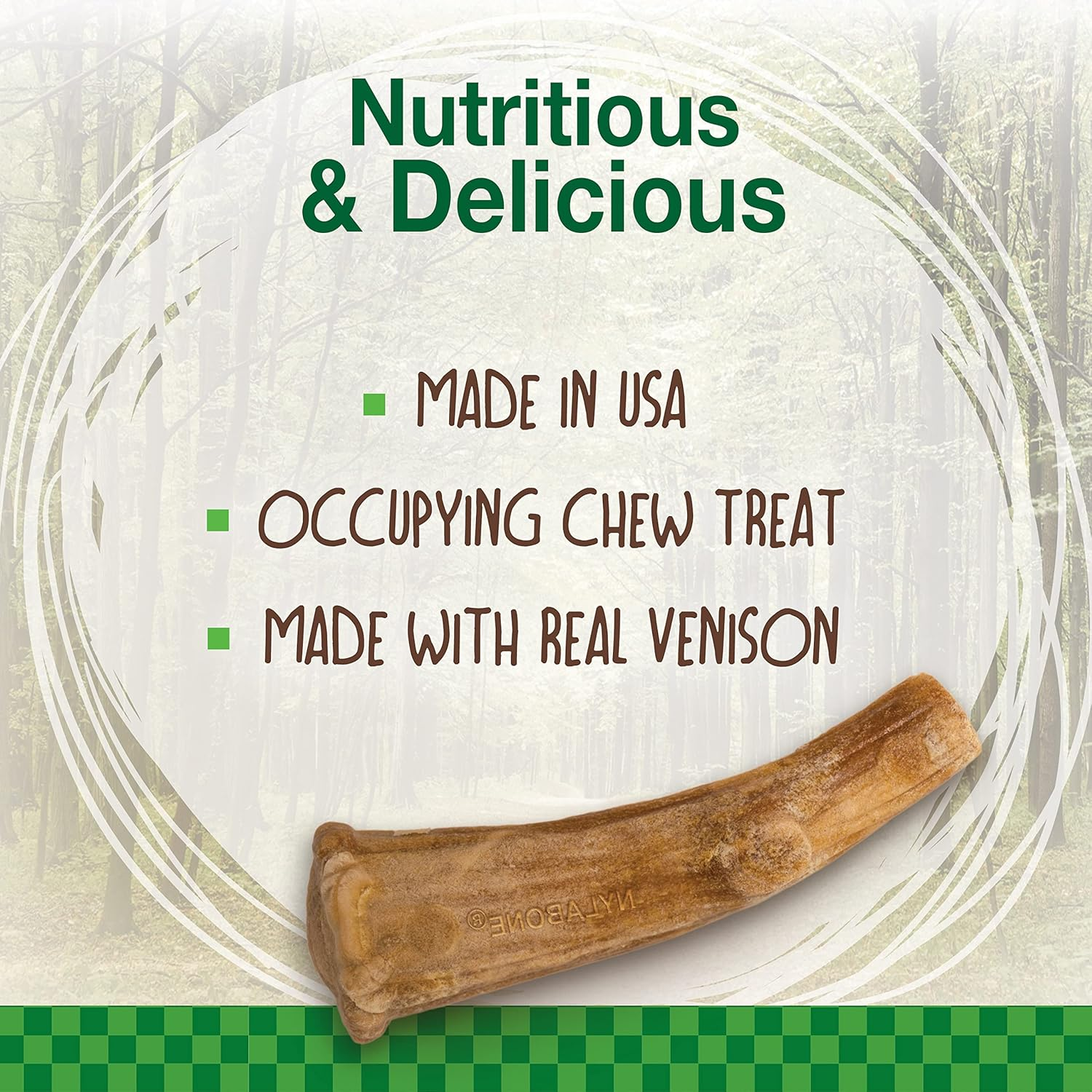 Nylabone Healthy Edibles Wild Venison Antler Dog Chew Treats (Pack of 2) image number 6