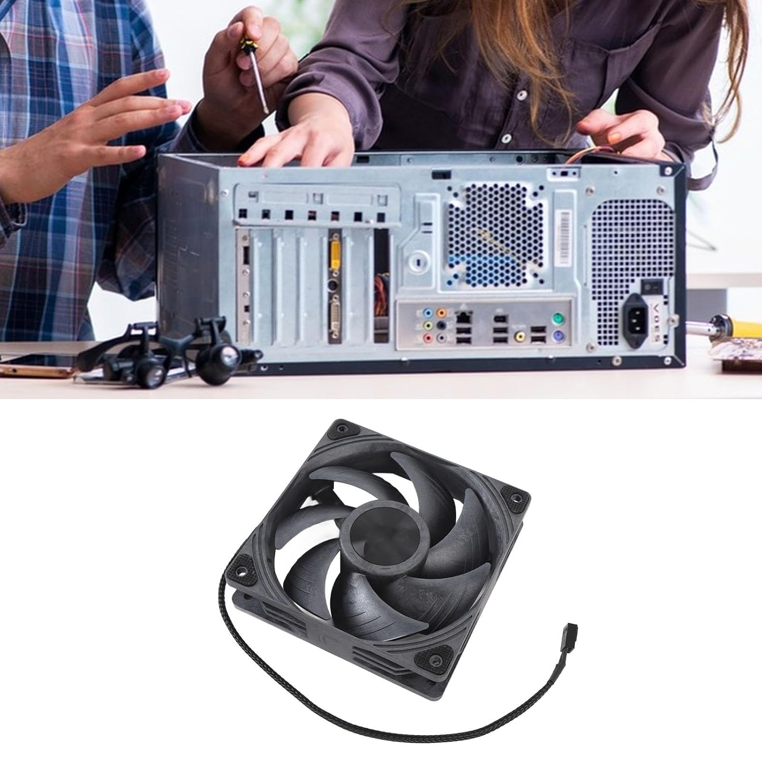 High Airflow Computer PC Case Fan, 4 Pin PWM Computer PC Case Fan, Dual Ball Bearing Computer Fan, High Airflow PC Case Fan, Intelligent Temperature Control image number 5