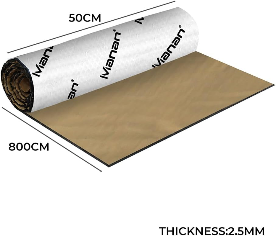 Traderight 4Sqm Automotive Sound Deadener Butyl Thicker Car Noise Deadening Audio Vibration Dampening Heat Shield Proofing Insulation Mat 8M Roll,50Cm X 8M Silver image number 2