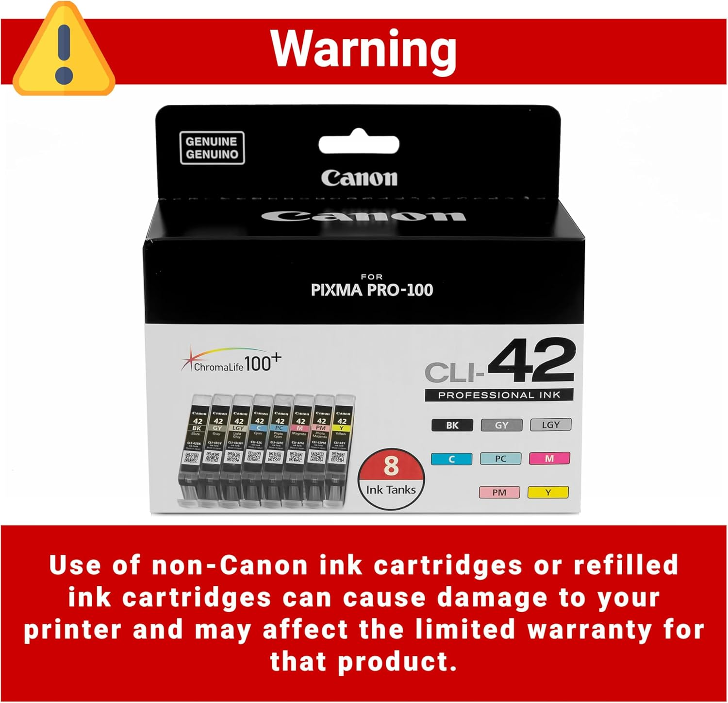 Canon CLI-42 8 PK Value Pack Ink, 8 Pack Compatible to PIXMA PRO-100 image number 4