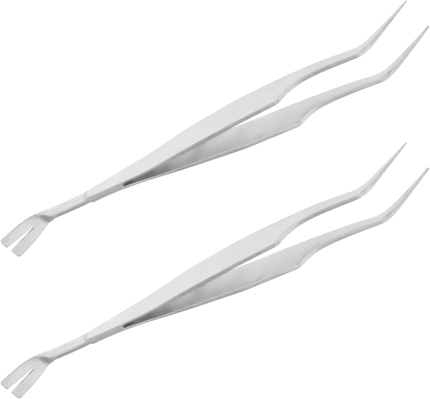 2 Pcs Stainless Steel Tick Tweezers,Tick Removal Tool Set for Pet Skin Protection, Silver image number 1