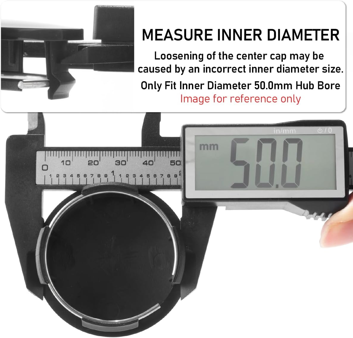 Rhinotuning Set of 4 Wheel Caps Outer Diameter 57Mm Hub Centre Caps, Clip Diameter 50Mm for Mazda 3 Series Black Wheel Center Cap image number 3