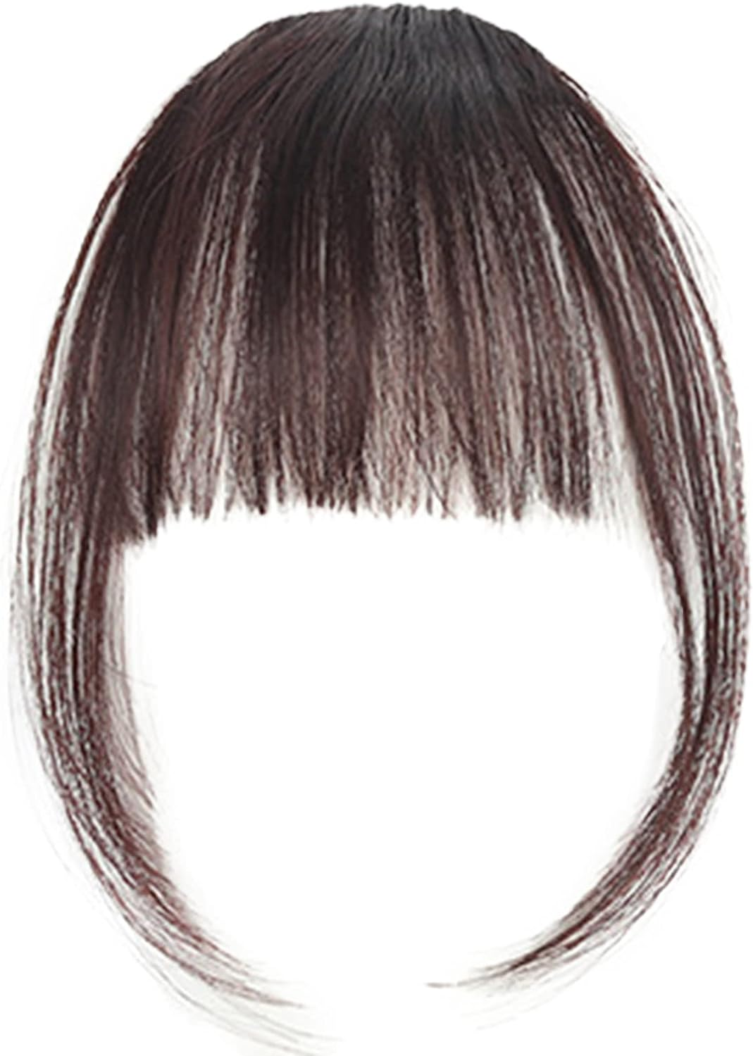 Natural Synthetic Hair Extension with Bangs and Mini Fashion Bangs with Clip (Dark Brown)