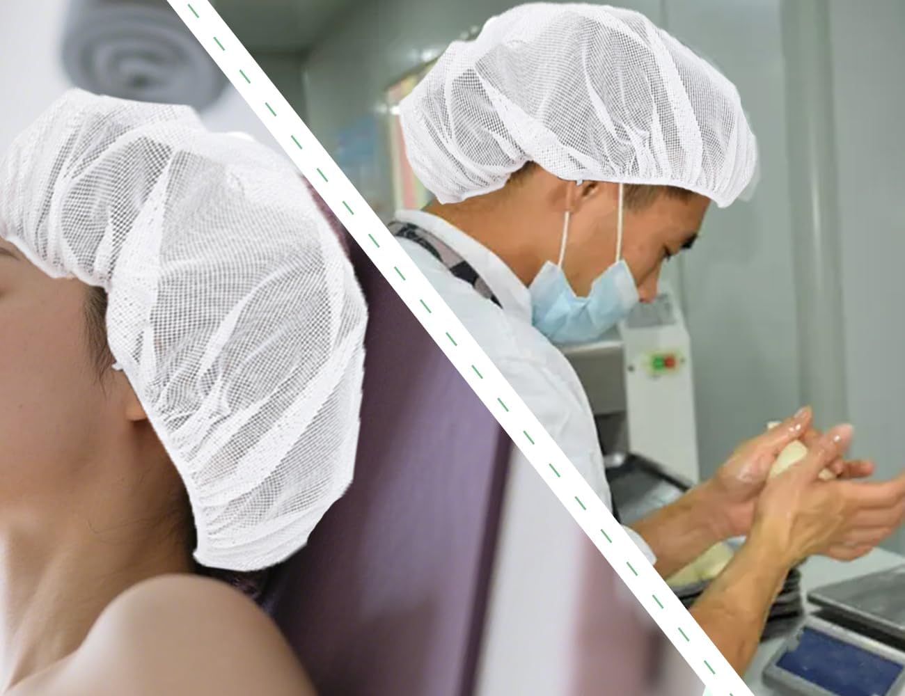 AOYEGIC Pack of 2 Hair Nets, Breathable Drying Caps, Adjustable Hair Nets, Mesh Night Sleeping Cap, Used for Boys and Girls, Home, Bathroom, Work (Pink and White)