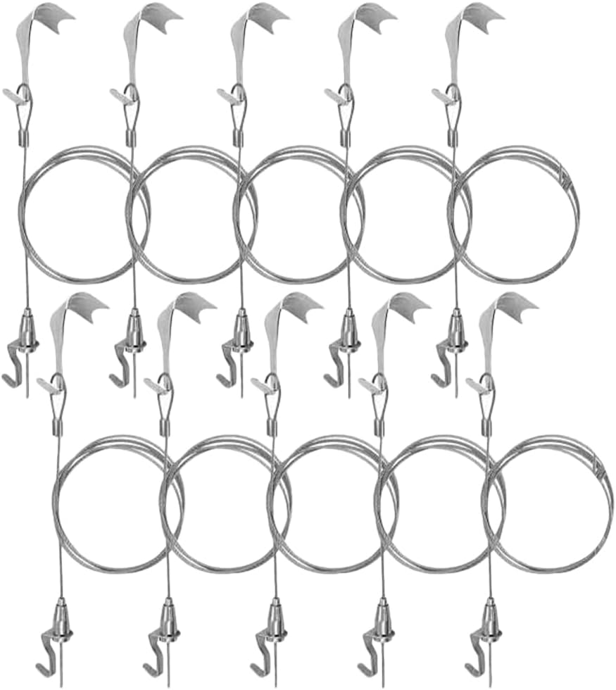 VILLFUL 10Sets Picture Hanging Wire Hooks Kit Picture Rail Hanging System with Cable Hooks for Wall Art Display and Photo Framing image number 3