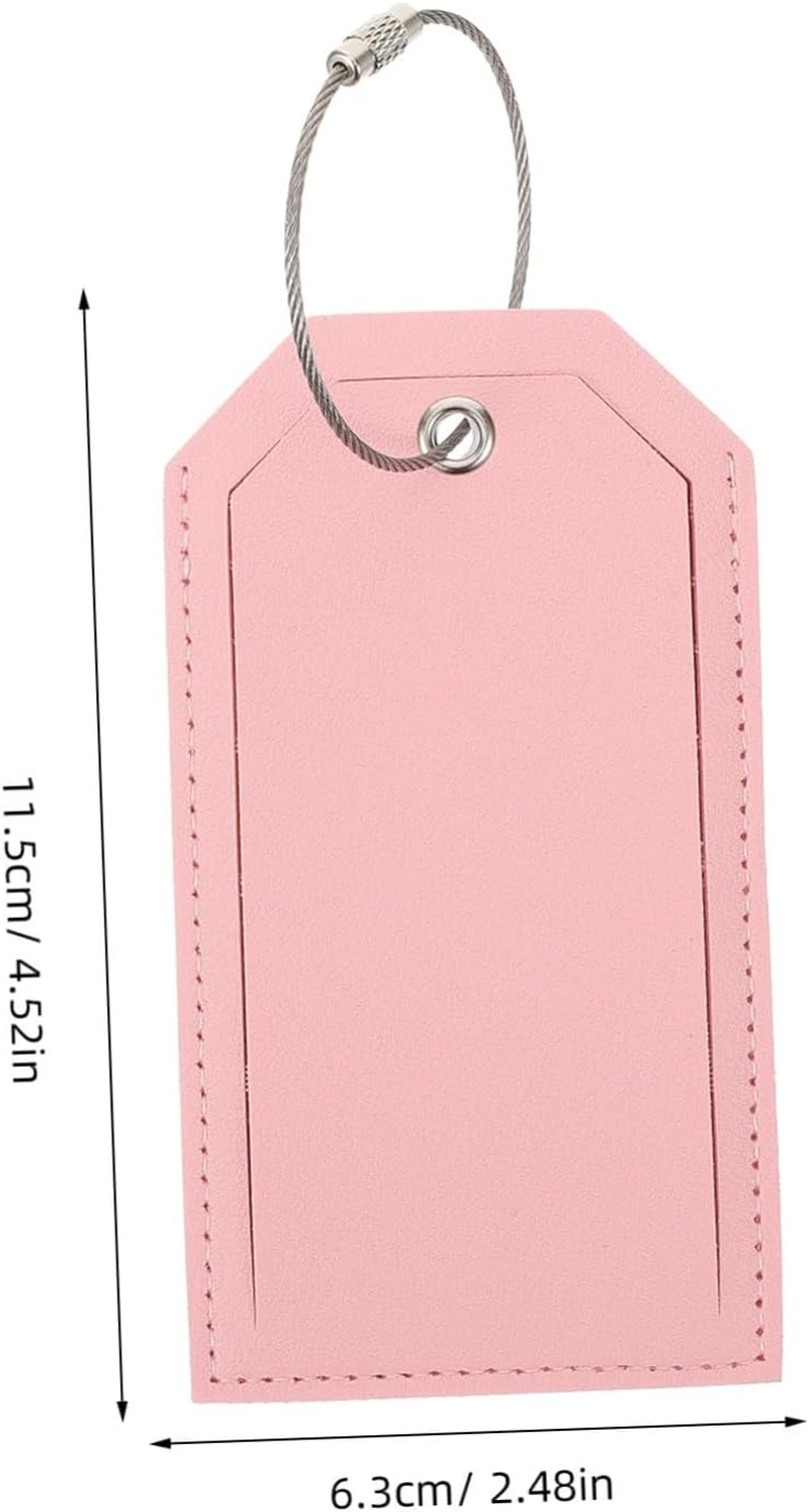MOKKHNB 2Pcs Thickened PU Leather Luggage Hanging Name Tag Pink Suitcase Id Holders with Buckle for Travel Bags Lightweight Travel Tags for Easy Baggage Identification image number 2