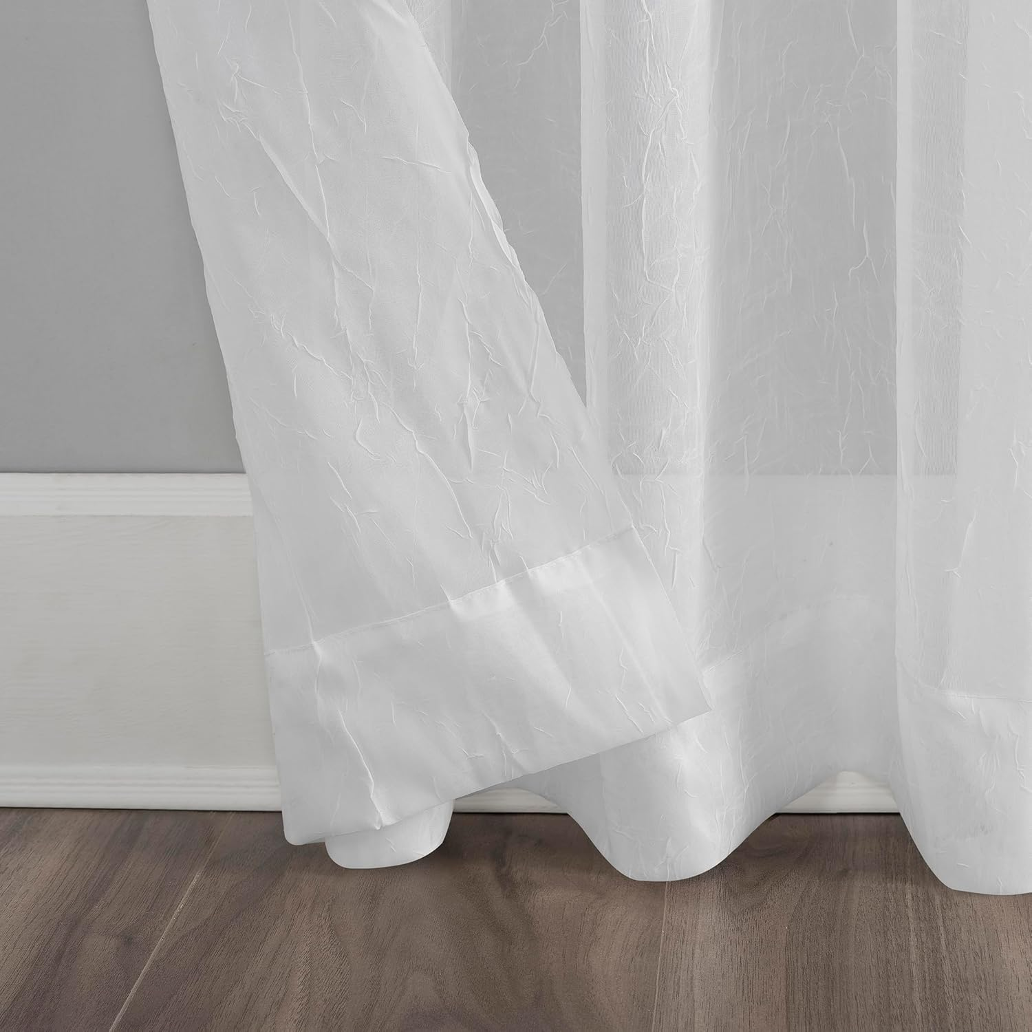No. 918 Erica Crushed Sheer Voile Grommet Curtain Panel, 95.00" X 51.00", White image number 3