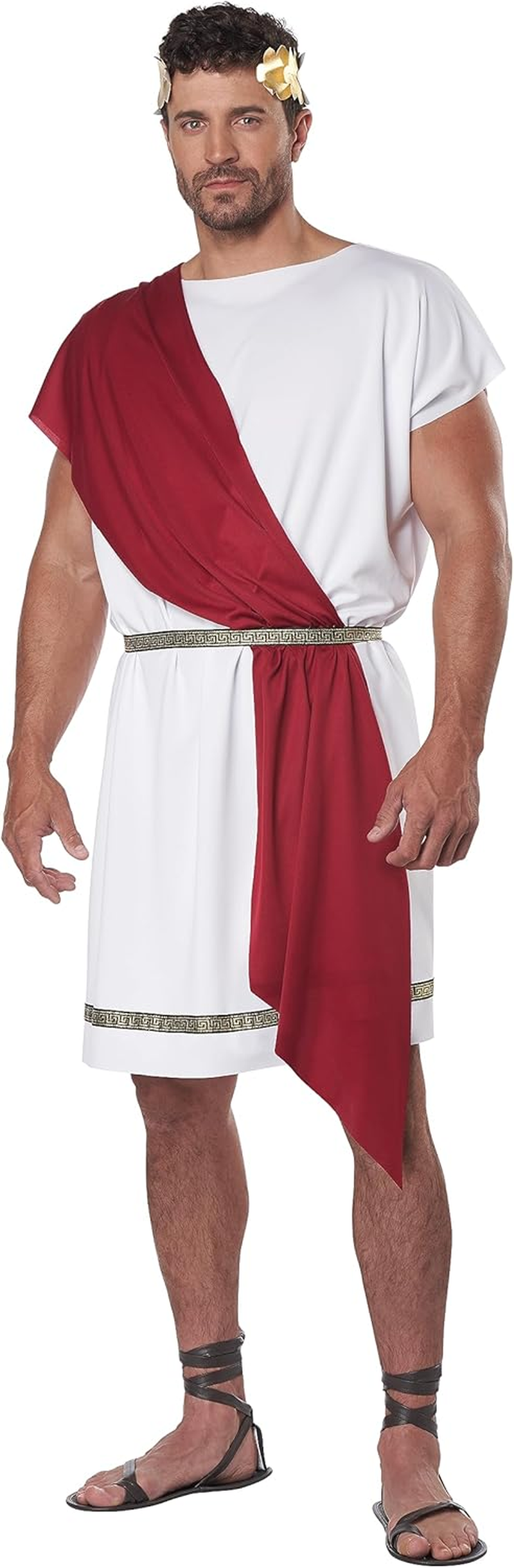 California Unisex Party Toga Greek Roman Halloween Costume, White/Red, Small/Medium image number 2