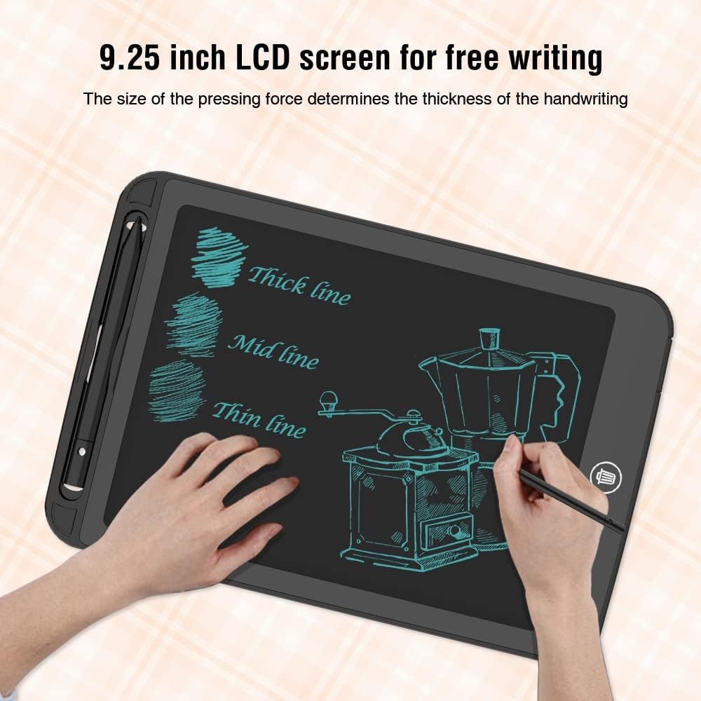 [2 Pack] TIQUS LCD Writing Tablet Pad 9.25 Inch Ewriter Electronic Board and Memo Notes for and Adults at Home School and Office Middle Stylus [Black] image number 5