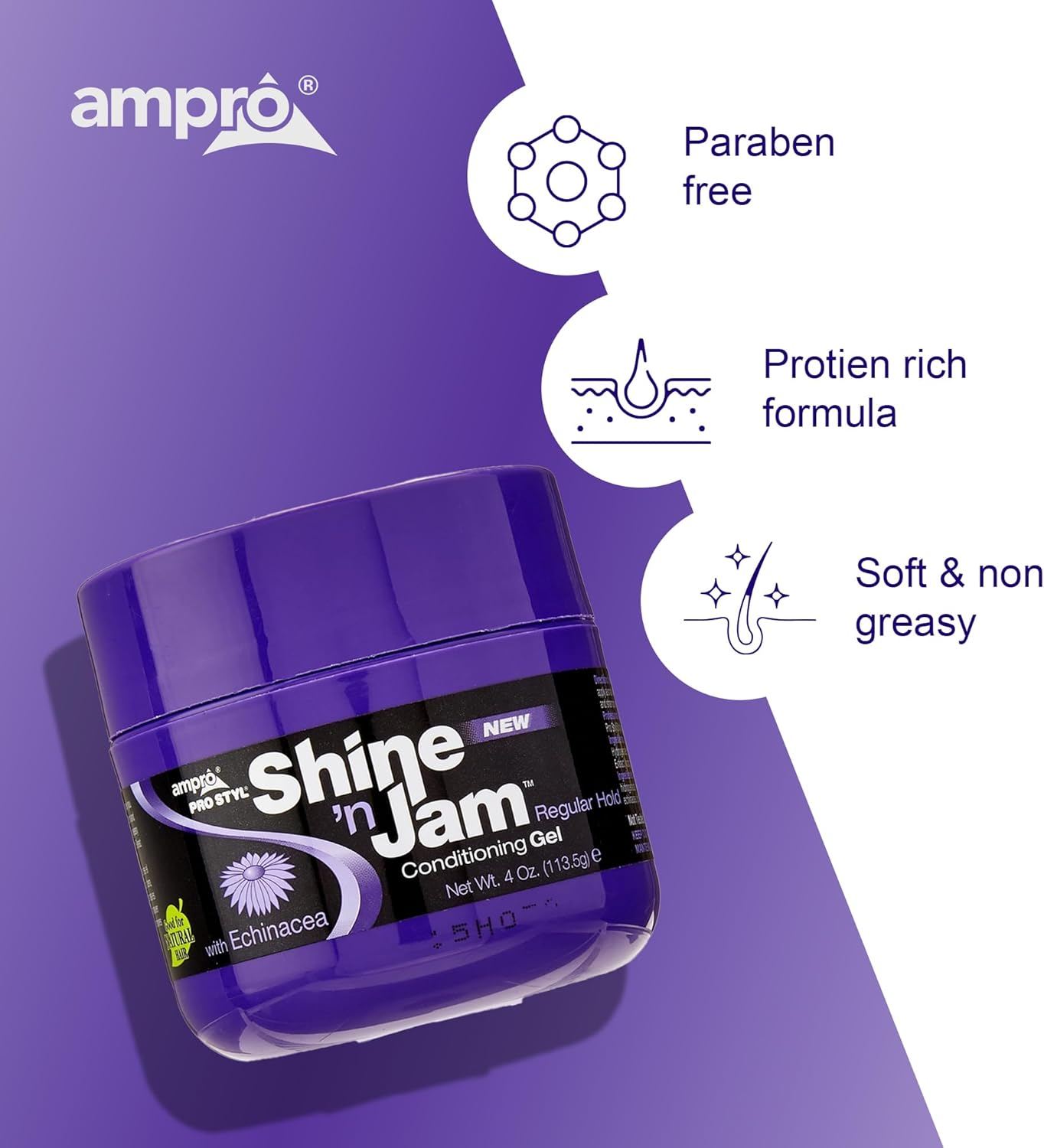 Shine 'N Jam Ampro Gel Regular Hold, 4 Ounce image number 1