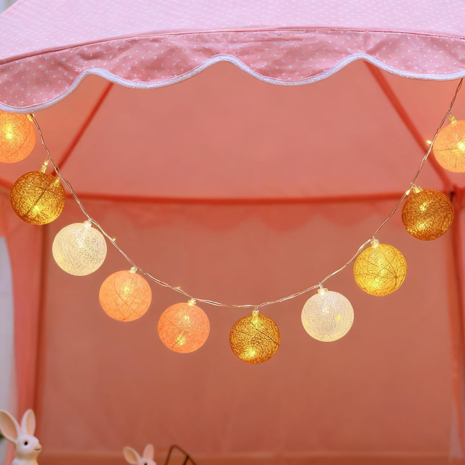 LED Fairy Lights Cotton Balls, 1.5 M 10 LED Fairy Lights, Indoor Balls, 3 Cm Fairy Lights for Children'S Room, Cotton Balls Fairy Lights for Children'S Room, Wedding, Christmas, Party Decoration image number 4
