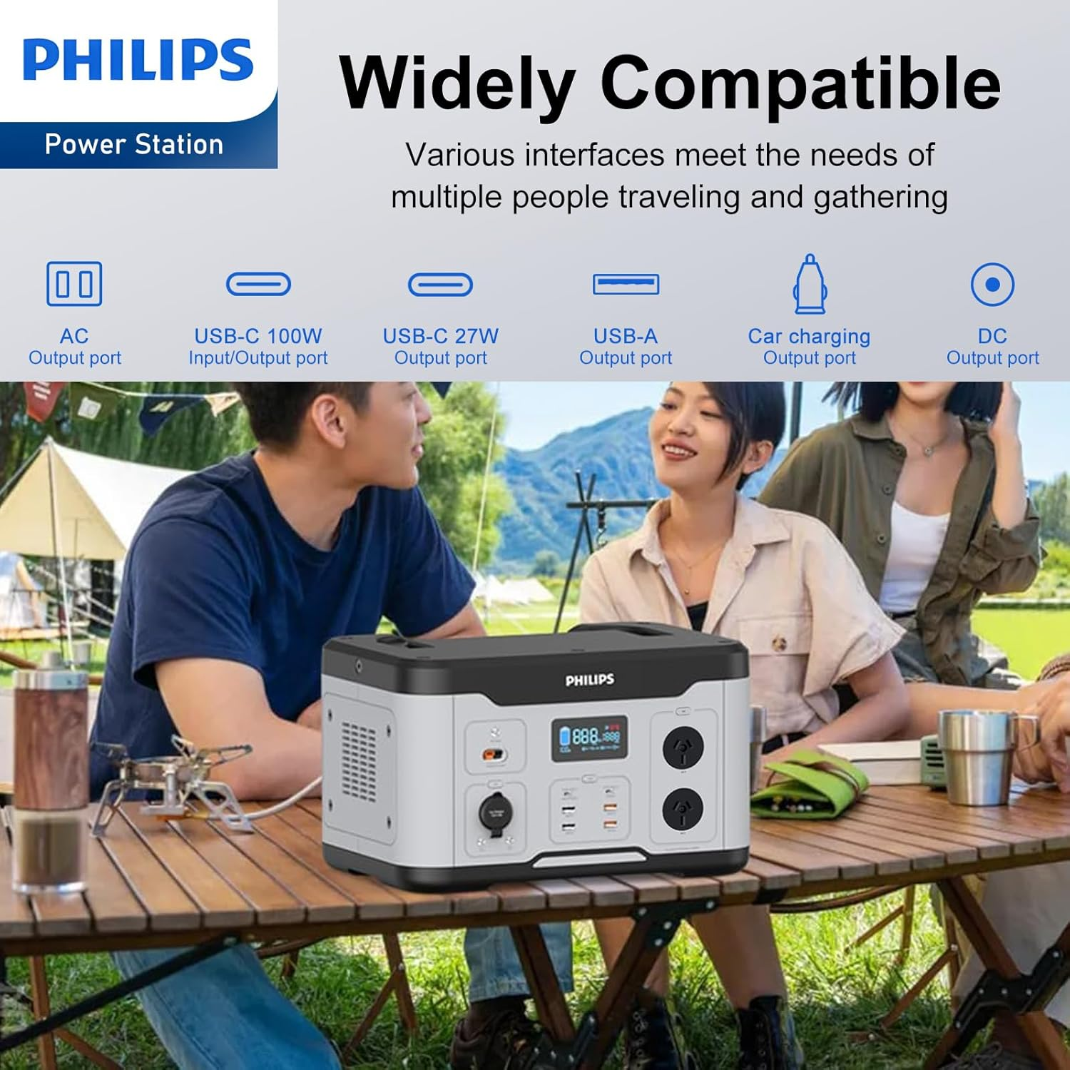 Philips 1000W Portable Mobile Power Supply/Station Outdoor Generator Grey Multiple Charger | Reliable Power Station| Reliable Battery| | Safety Protection| Camping,Fishing, Holiday and Vacation. image number 5