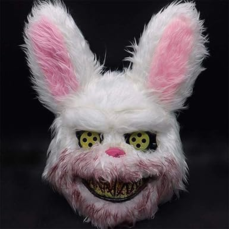 Halloween Scary Mask Bear Rabbit Bunny Mask 1Pcs, Bloody Plush Animal Head Mask, Cosplay Costume Props Halloween Party image number 3