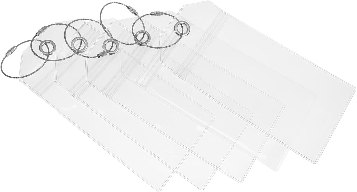 HIAKDOFT 5Pcs Clear Luggage Tag Holder with Steel Ring for Travel Bags Suitcases Sports Gear and Pet Carriers PVC Id Case for Cruises Weddings Easy Attach Detach Organizer image number 6