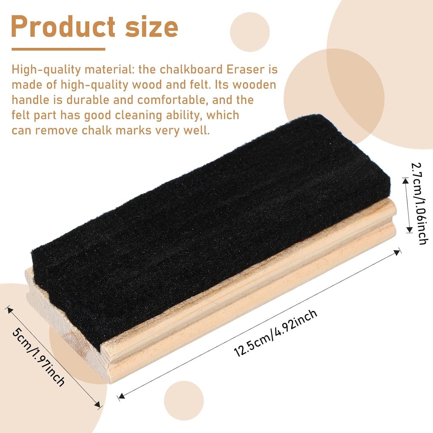 Felt Campus Style Erasers, Cleaner Dusters Felt Chalkboard Eraser for Kids Wood Chalk Eraser for Chalkboard Cleaners Dusters for Markers White Black Boards Paint School Students Teachers (12) image number 6