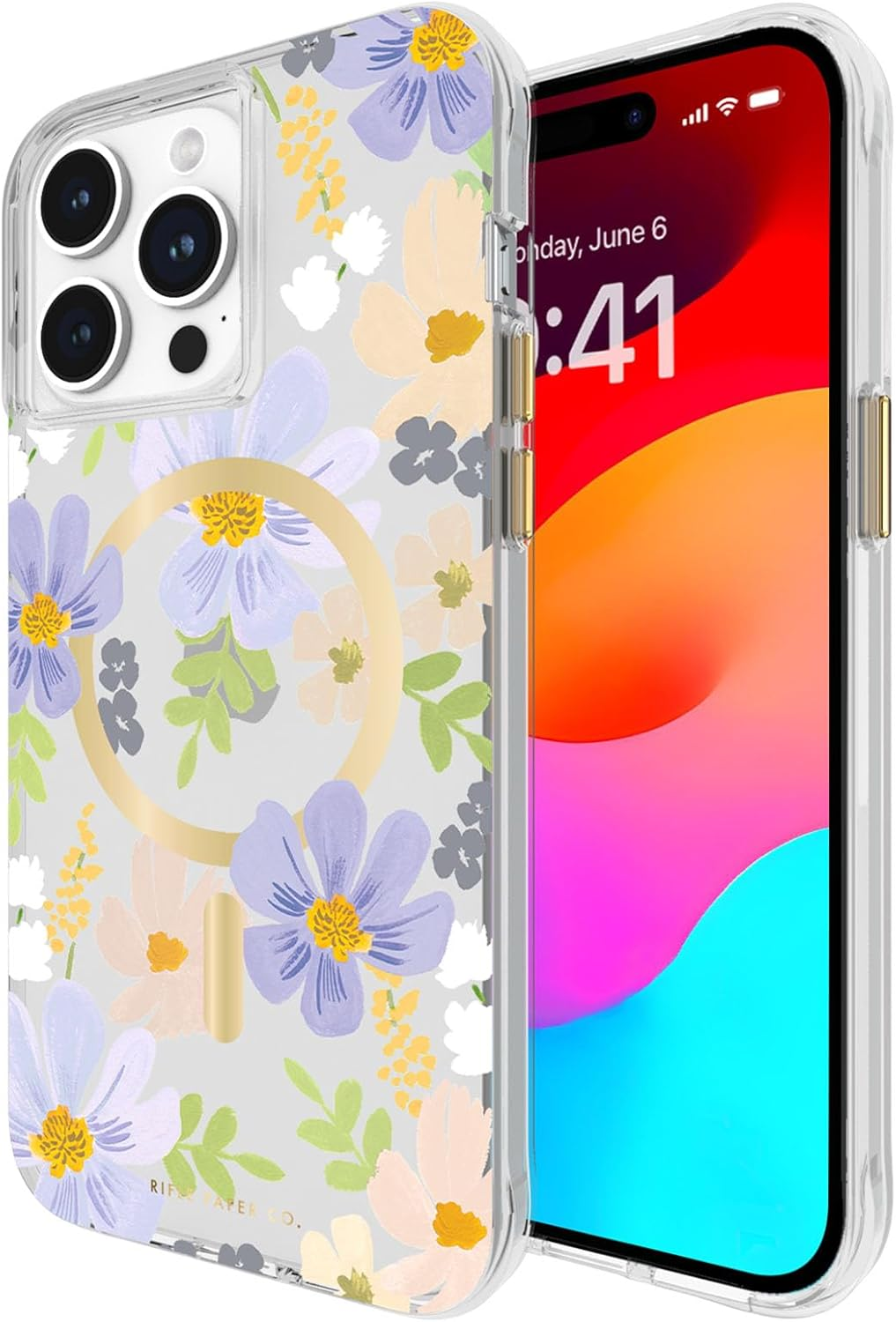Rifle Paper Co. Iphone 15 Pro Max Case [Compatible with Magsafe] [12Ft Drop Protection] Cute Iphone Case 6.7" with Floral Pattern, Anti-Scratch Tech, Shockproof Material, Slim Fit - Petite Fleurs