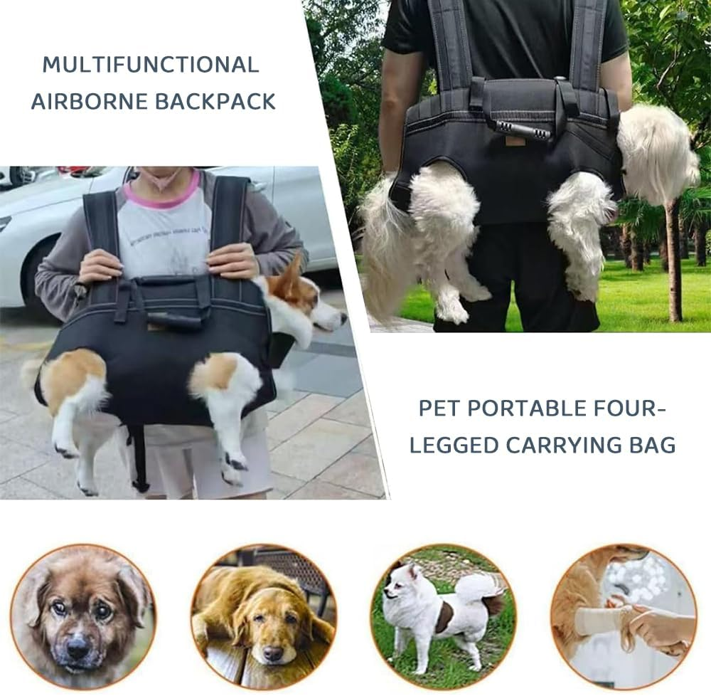 RUTREZOGO Adjustable Dog Lift Harness & Sling Carrier &ndash; Portable Full-Body Pet Backpack for Small Dogs, Front Leg Support for Arthritis, Hip Dysplasia, Hiking, Biking, Motorcycle Travel (M) image number 1
