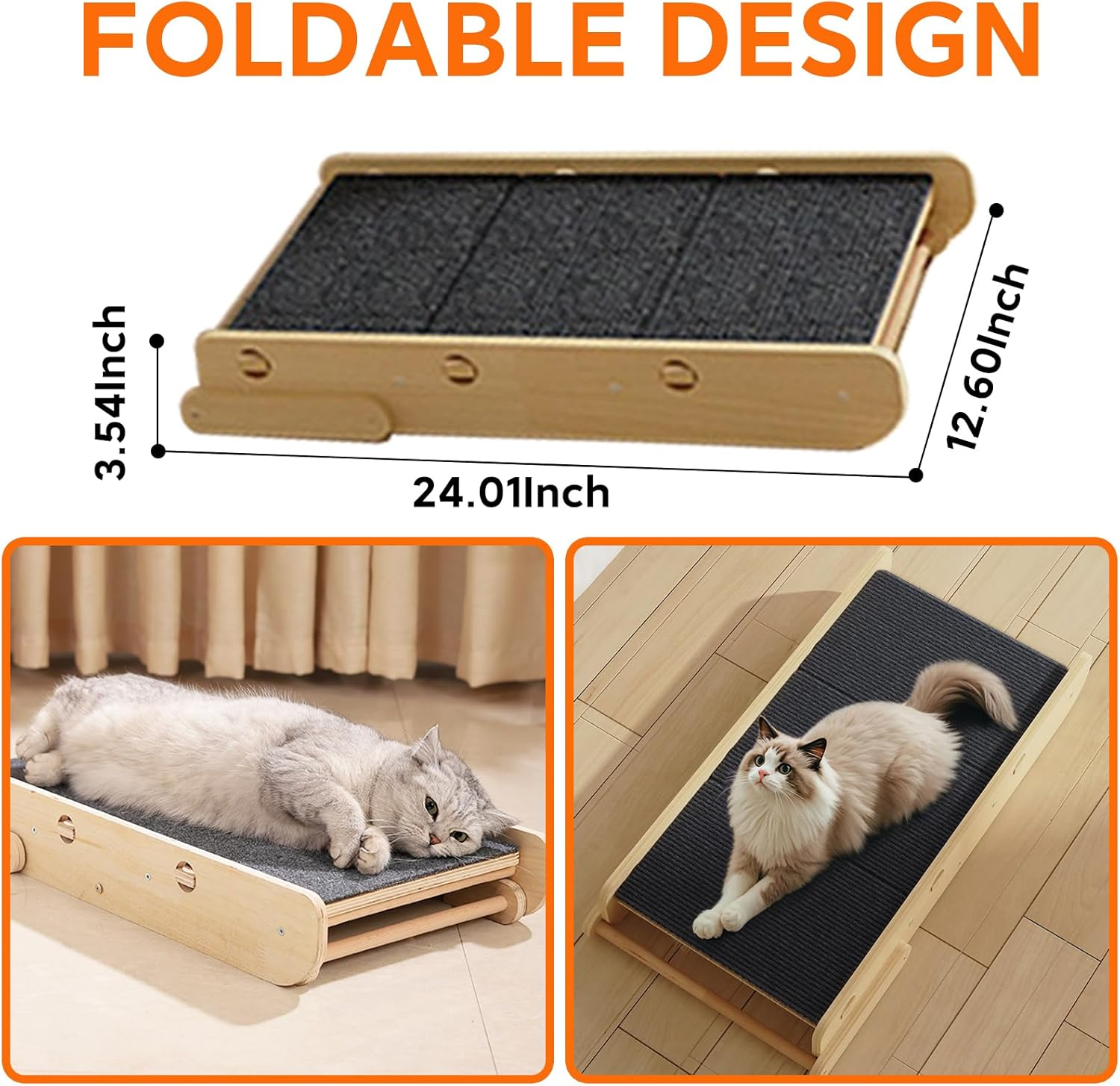 2-Level Convertible Foldable Dog Ramp & Stairs for Couch, Bed & Car, Wood Pet Steps for Small Dogs & Cats up to 22 Lbs, Non‑Slip Carpeted Surface, Portable Design (Assembly Required)