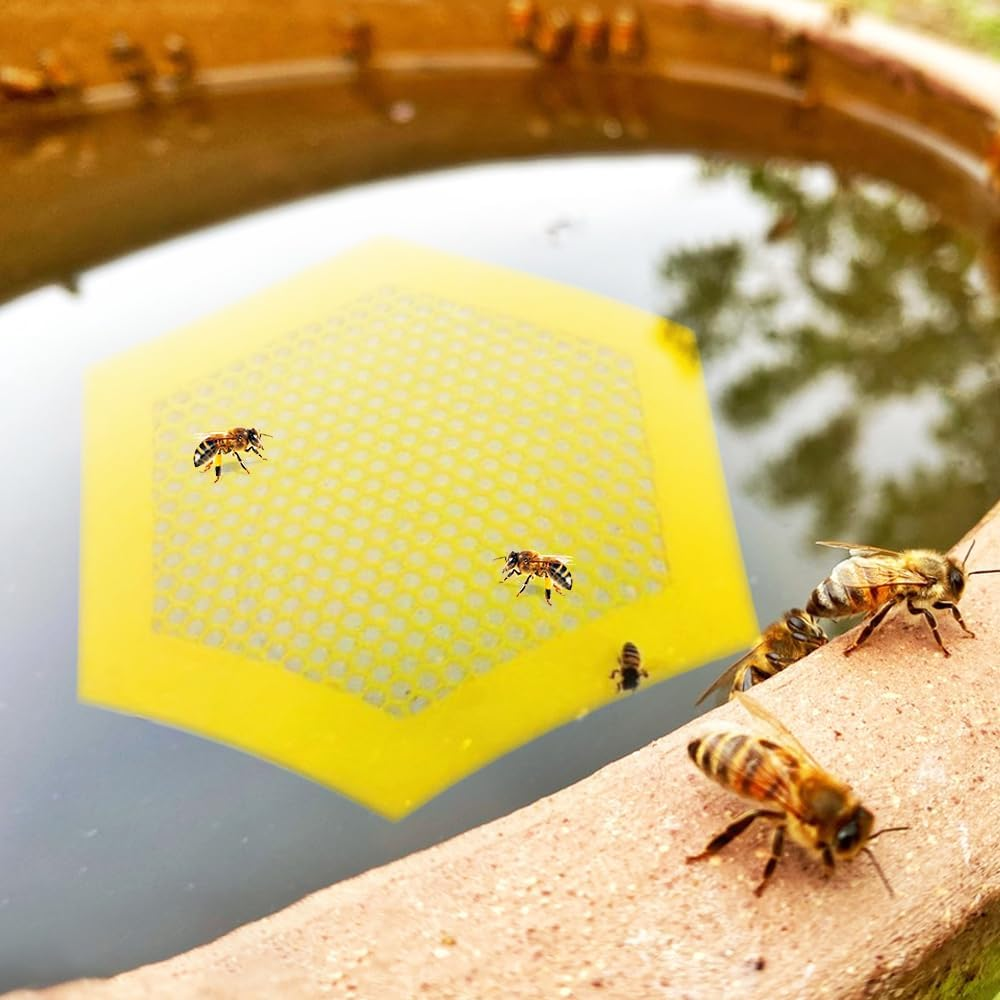 Floating Bee Island Bee Waterer,Bee Cups Bee Resting Area,2024 New Colorful Bee Waterer Butterfly Water Stations,Attract Bee for Garden (Yellow) image number 2