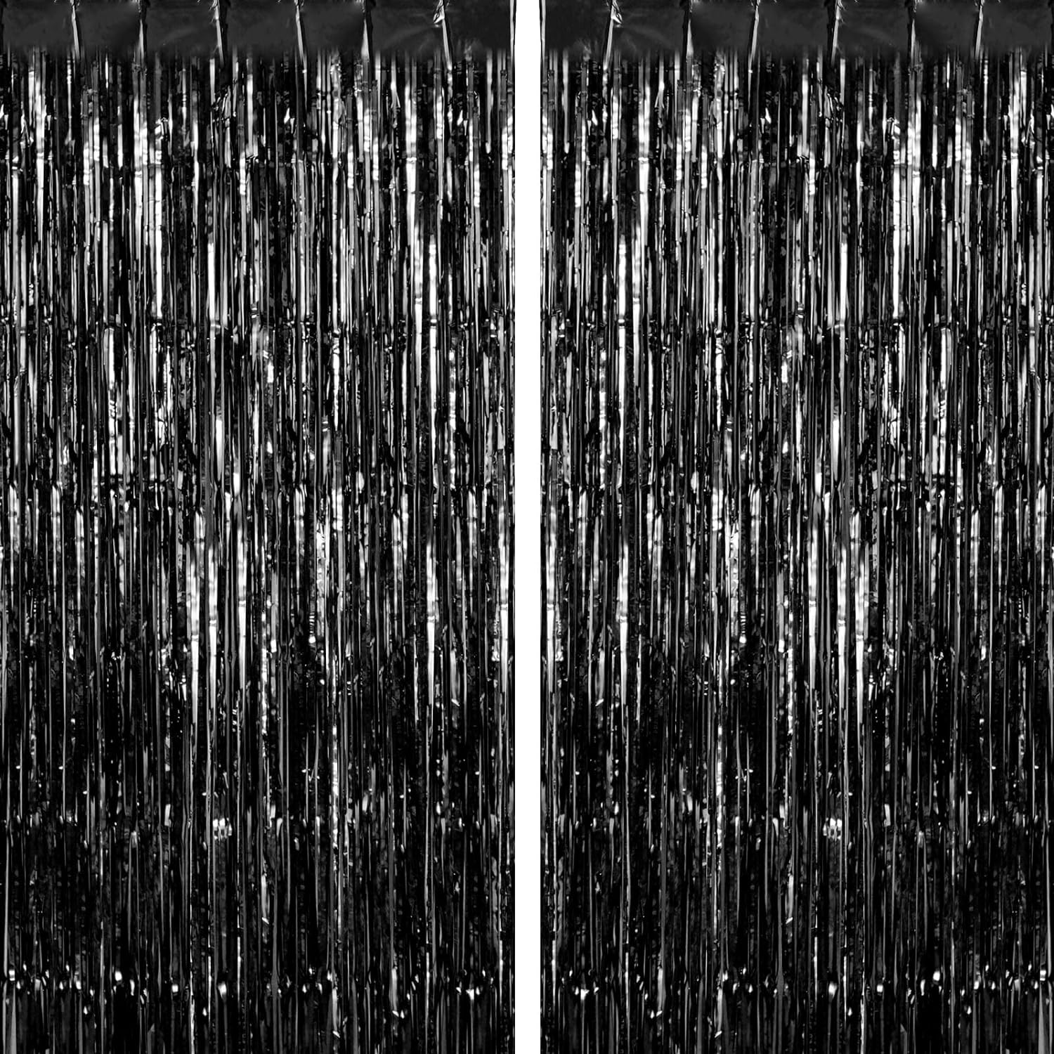 Lake Blue Fringe Curtain Party Decorations 2 Pack, Large Foil Fringe Backdrop Curtains Door Streamers for Birthday Wedding Bridal Shower Holiday Party Decor