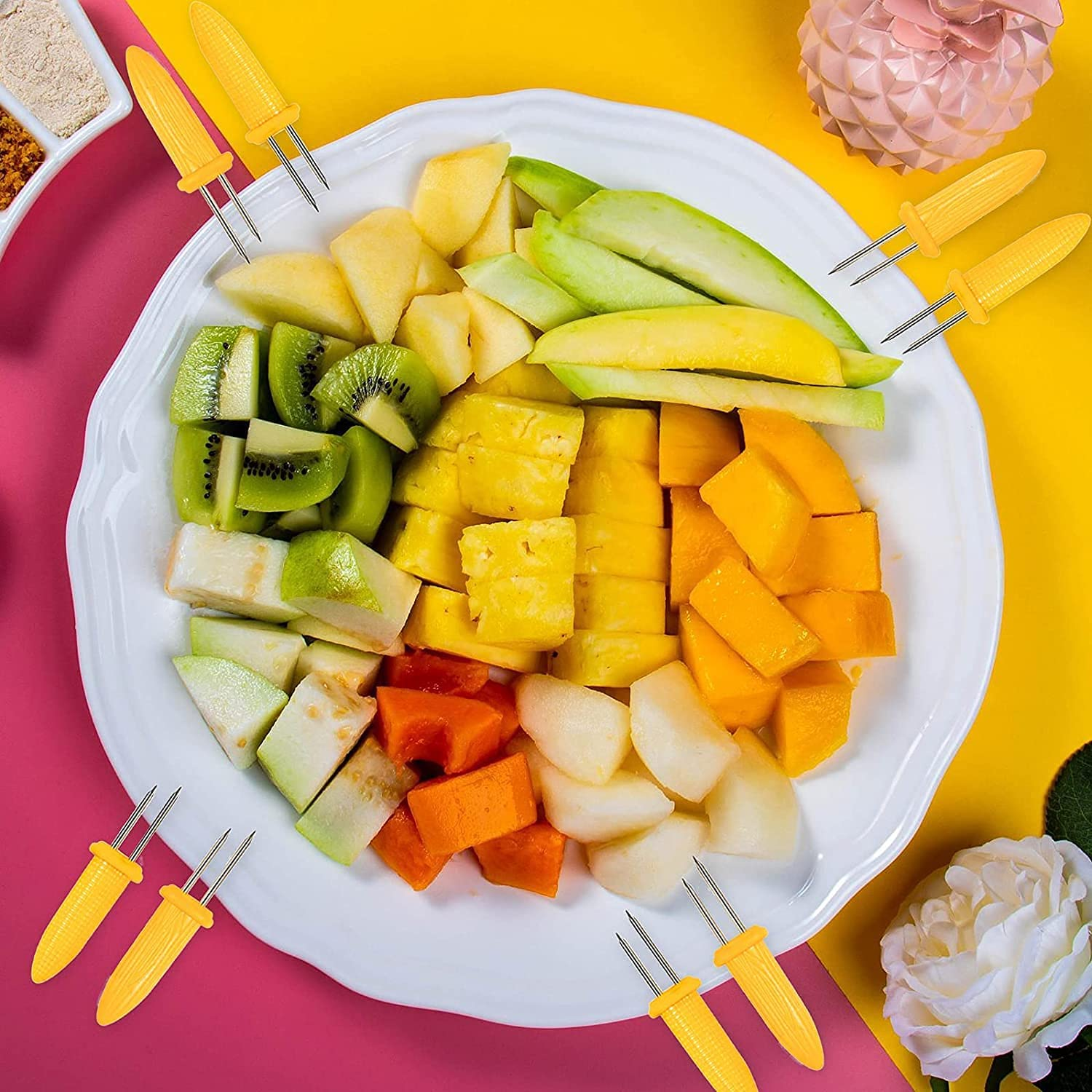 Corn Holders 50 Pieces Stainless Steel Corn on the Cob Holders Skewers with Storage Box for Outdoor BBQ Cooking image number 4