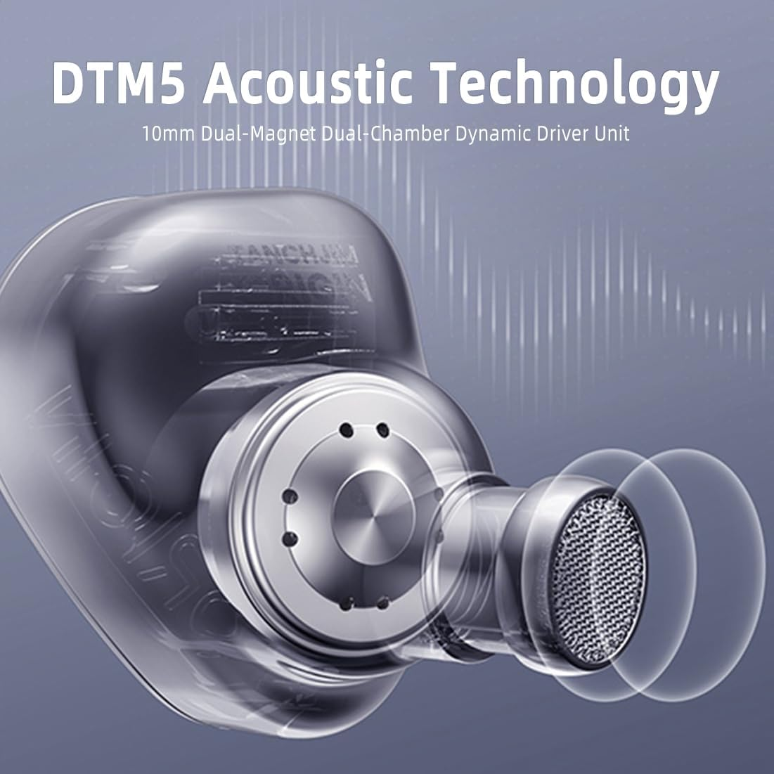 TANCHJIM Origin in Ear Monitor Headphones, 10Mm DTM5 Dynamic Driver Wired Earbuds, Hifi IEM with 3 Replaceable Conduit, 3.5Mm 2 Pin Detachable Cable image number 2