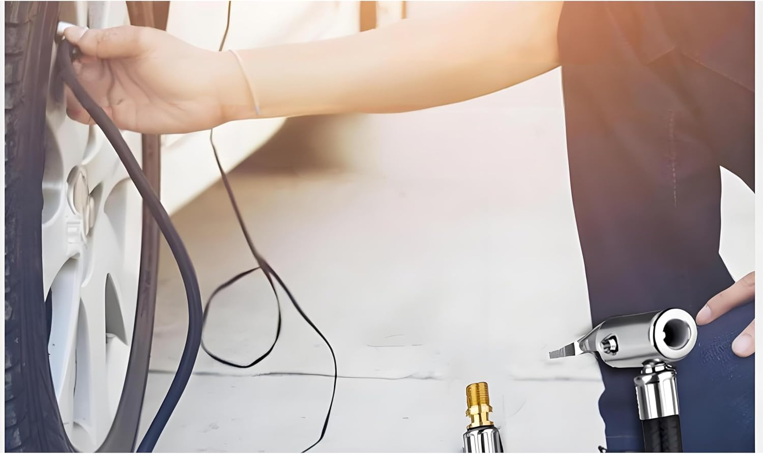 3.94Inch Tire Inflator Extension Tube ，Quick Inflation Chuck Adapter, Tyre Pump Hose for Car, Motorcycle, Bicycle - Hands-Free Inflation image number 5