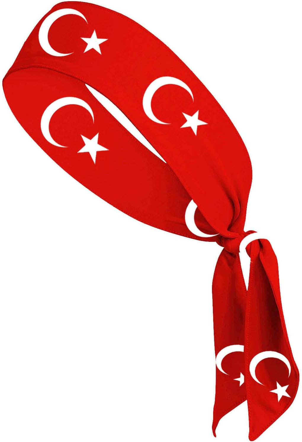 BBTDIN Turkey Flag Turban Red Headband Turkish Flag Hair Band Tie Turkey Flag Sports Headwear BNF02 (Red White, Free Size)