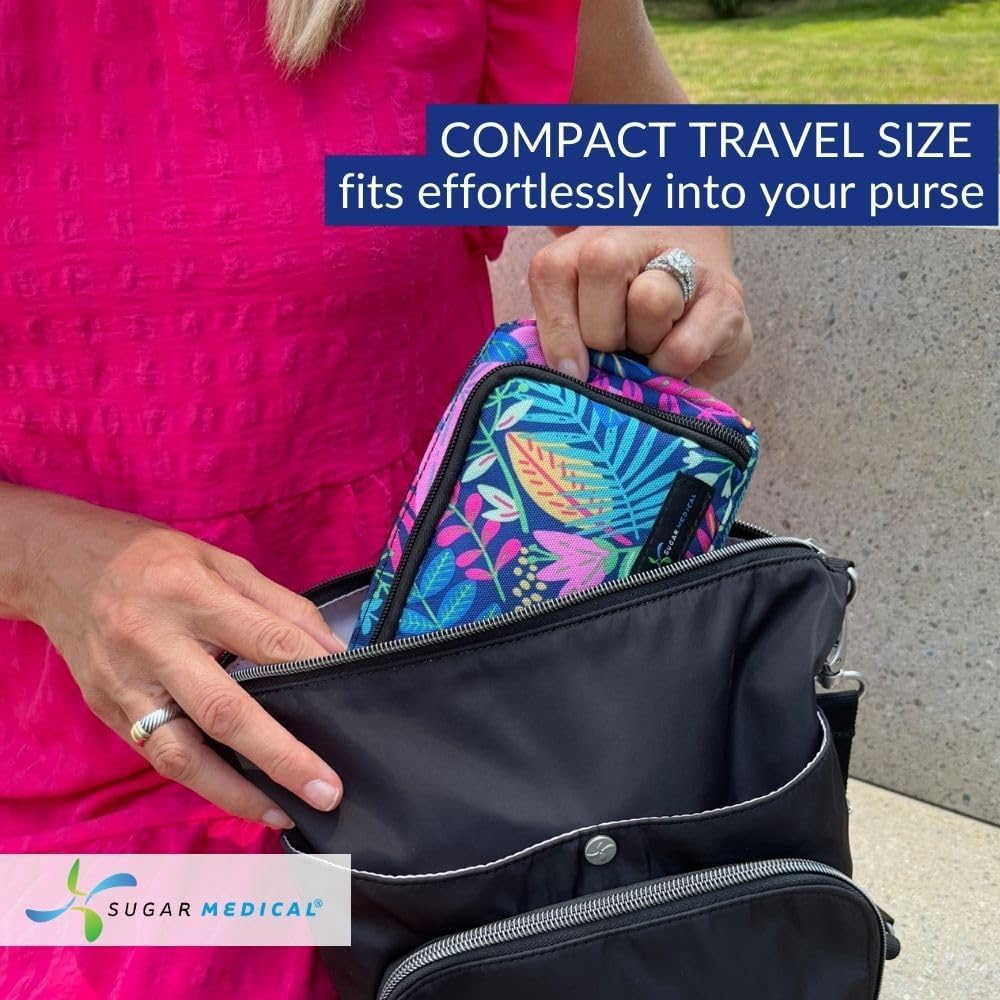 Sugar Medical IVF Supply Bag | IVF Gift | Store IVF Medications | Insulated Infertility Organizer | with Ice Pack (Blue Floral)