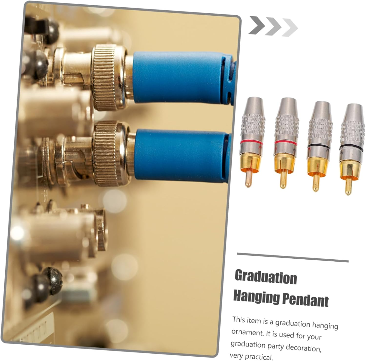 Angoily 4Pcs Gold Plated Male Audio Plug Speaker Connector Set for Home Theater Hi-Fi Sound System with Colored Rings Compatible with Professional Av Equipment image number 4