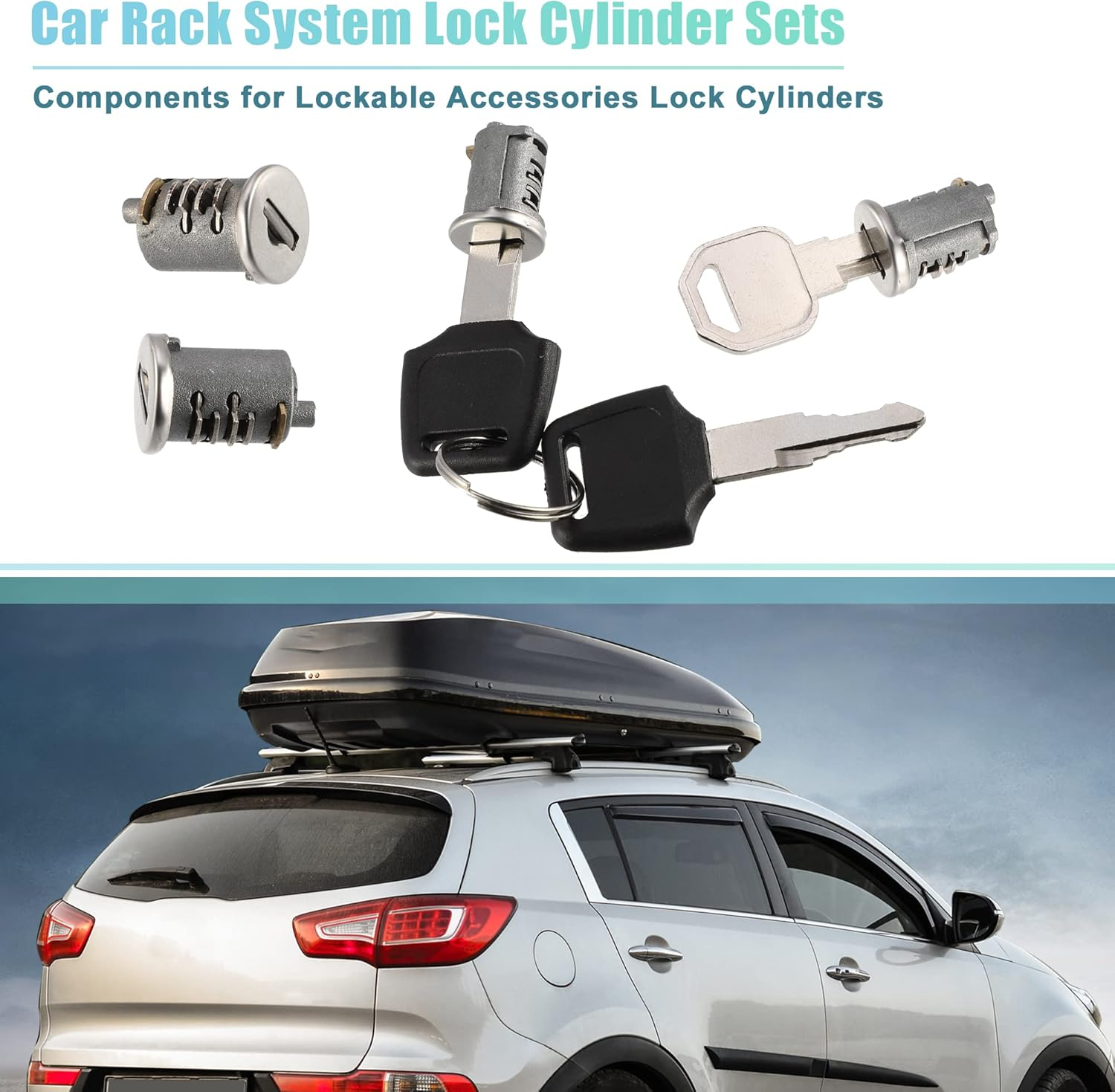 X AUTOHAUX 4 Pack Car Roof Rack Lock Cylinder Lock Core Replace for Yakima Car Rack System Components Metal Lockable Cylinders Core Lock Kit W/Lock Key and Control Key image number 3