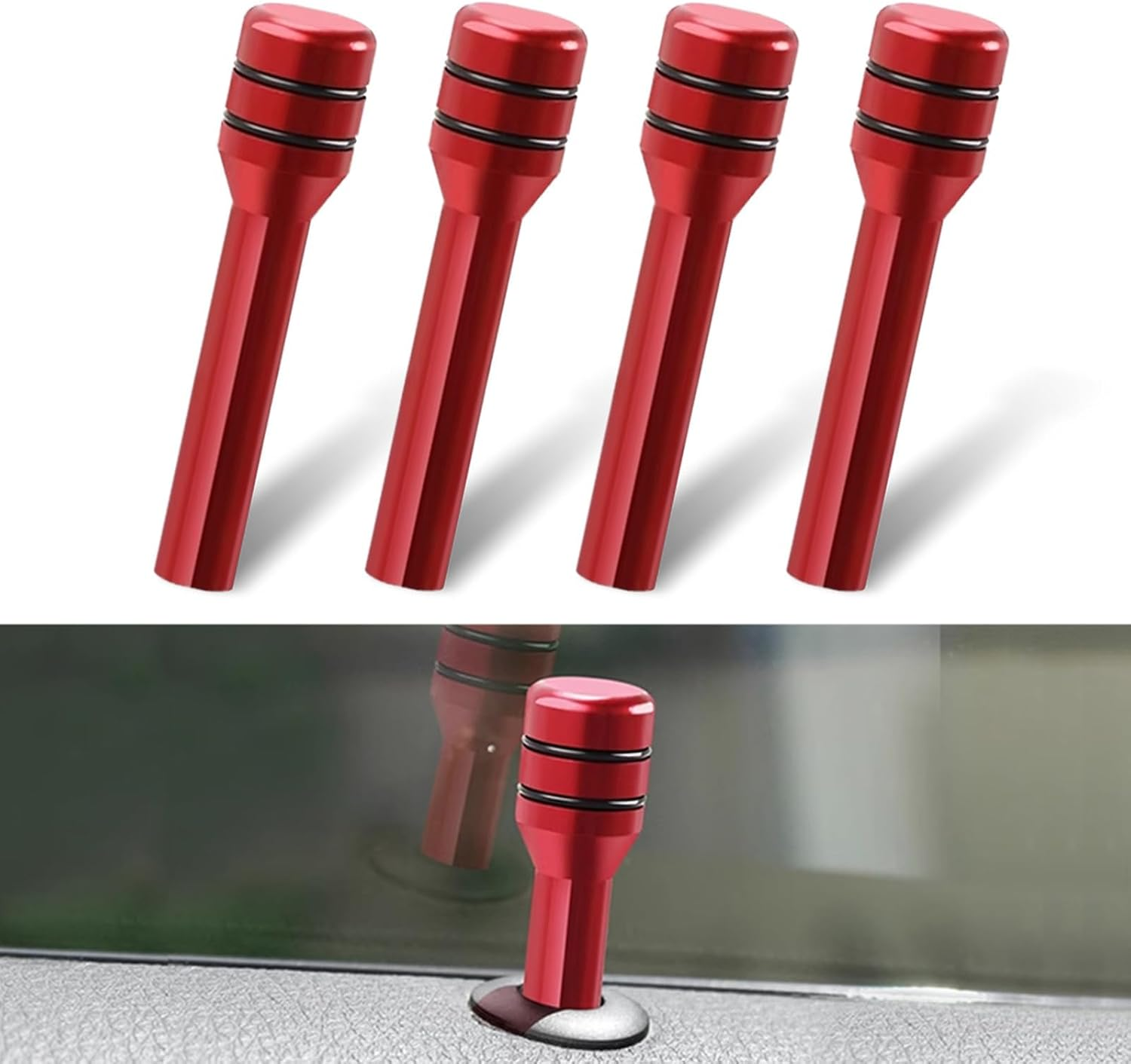 4 PCS 1.92" X 0.47" Car Door Lock Knobs, Aluminum Alloy Inner Door Lock Pull Pins, Automotive Inner Door Pull Pins Decor, Universal for Most Cars, Trucks, Suvs, Rvs (Silver)