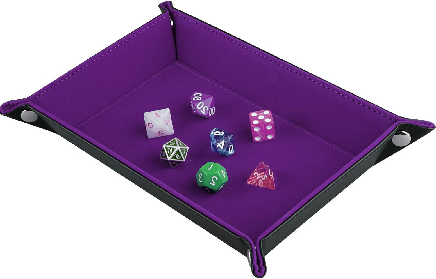 SIQUK Double Sided Dice Tray, Folding Rectangle, Dark Rose Red Dark Violet