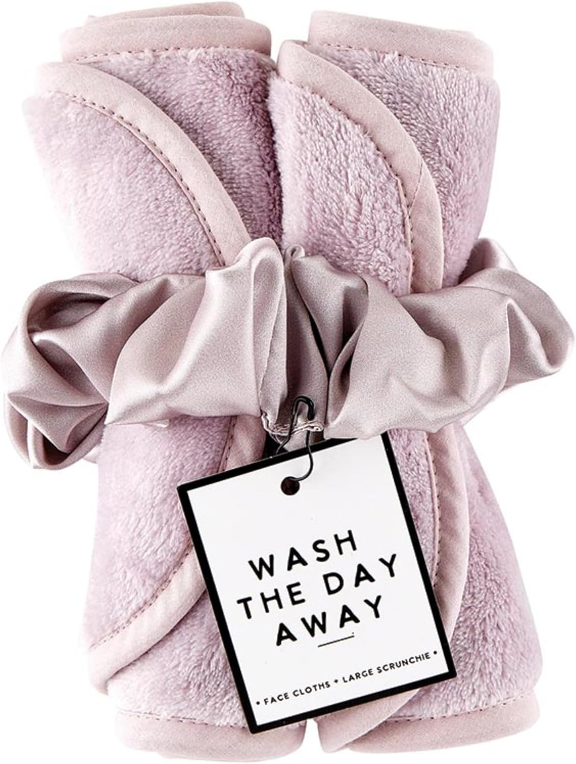 Bella Sleep + Spa Reusable Makeup Remover Facial Cloths and Scrunchie Facial Care Set, 3-Piece, Lilac Ash