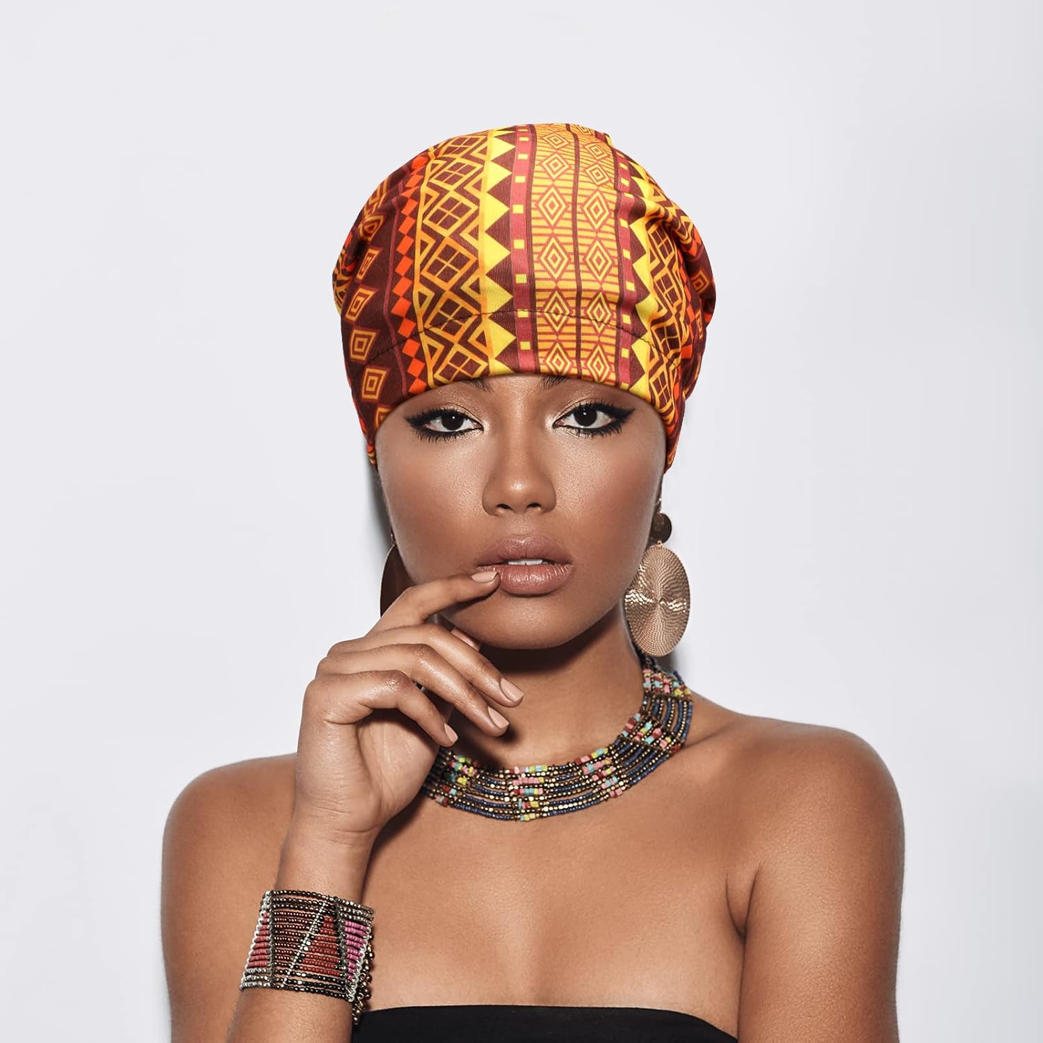 Sintege 6 Pcs Satin Lined Bonnet Sleep Cap for Women Men African Silk Soft Beanie Hair Sleep Wrap for Natural Curly Braids