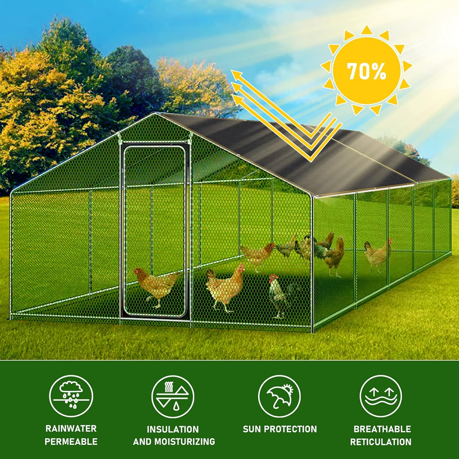 Garden Shade Cloth - for Plants Heat Protection 6'X3', 70% Vegetable Greenhouse Canopy with Grommets, Chicken Coop & Dog Kennel Cover, Outdoor Sun Tarp of Backyard & Balcony image number 4
