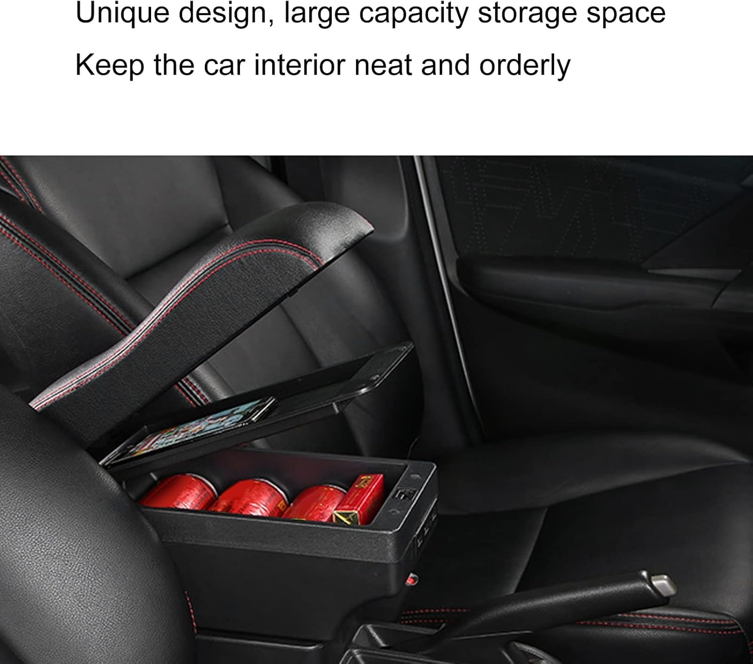 Armrest Box, Car Console Storage Box, Elbow Rest Pad Armrest Extender with Magnet Switch for Relieving Arm Fatigue, Storing Items, Replacement for Swift 2005‑2021 image number 6