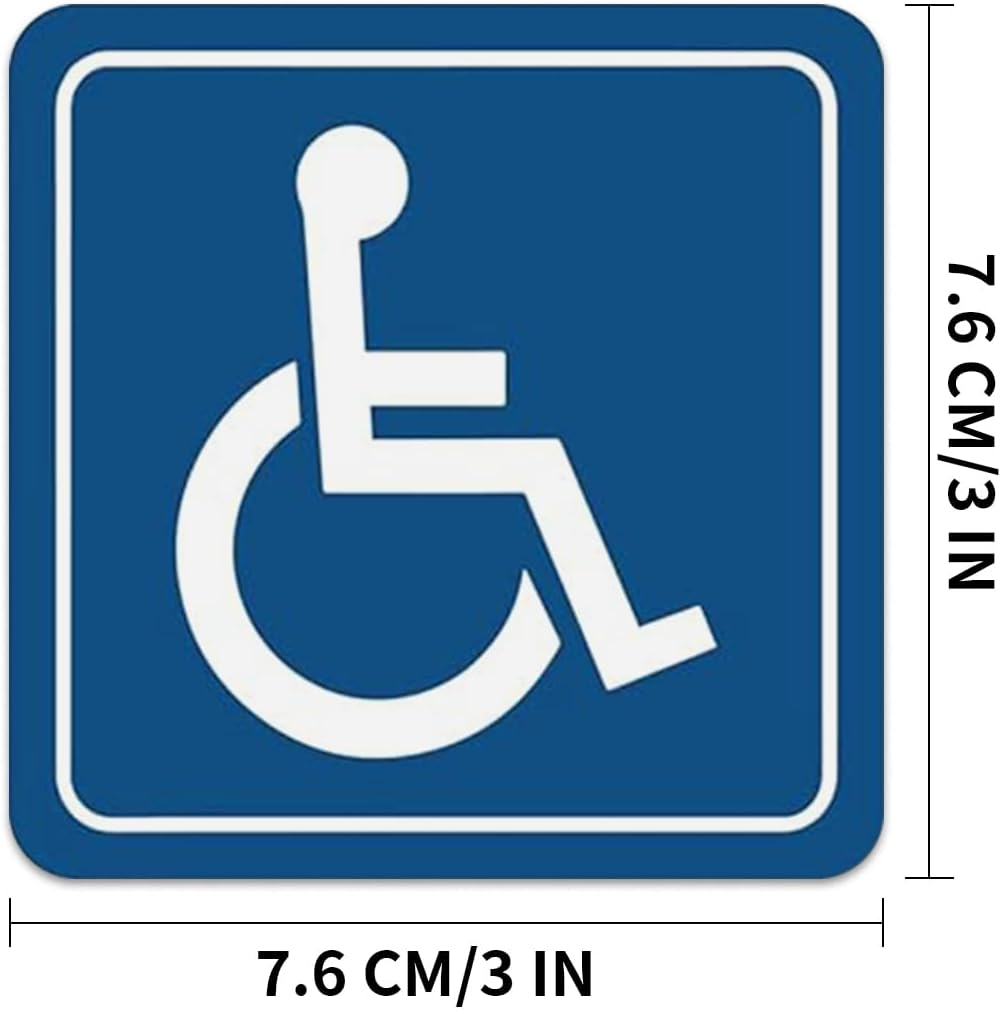 6-Pack Handicap Sign Stickers, ADA Compliant Disabled Wheelchair Symbol, Vinyl Disability Sticker for Window or Glass Door, Easy to Apply & Peel, Indoor/Outdoor Use, 7.6 X 7.6 Cm, Blue image number 5
