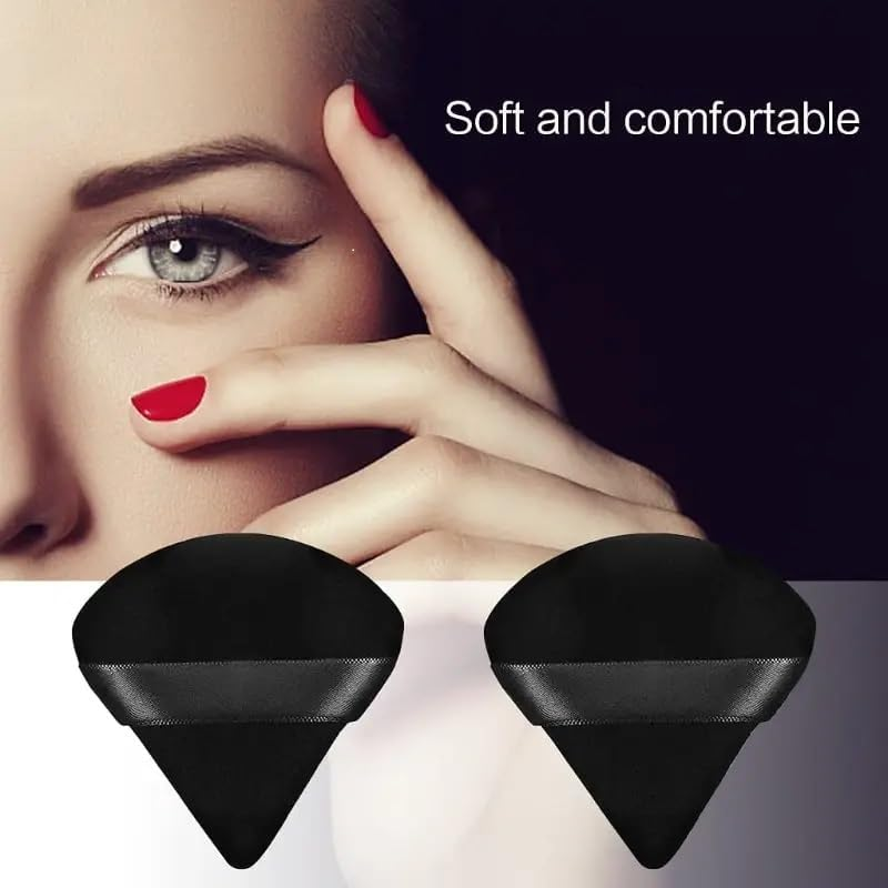 CJESLNA Triangle Powder Puffs, 9 Pieces, Face Makeup Puff for Body Loose Powder, Wet/Dry Application, Cosmetic Foundation Sponge (BLACK) image number 2