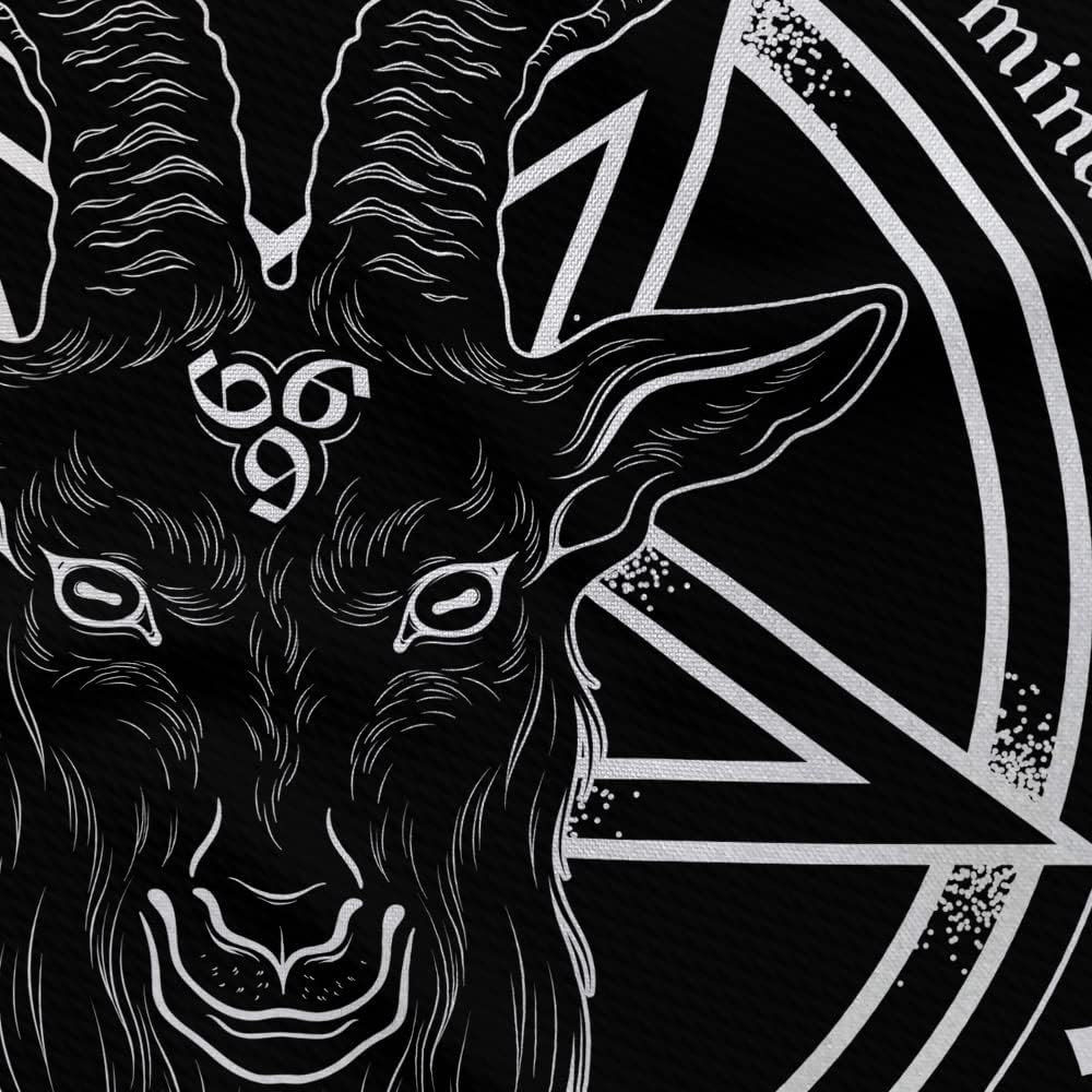 Satanic Pentagram Tapestry for Bedroom, Baphomet Statue Art Goat Head Skull Pagan Tapestries Wall Hanging for College Dorm Living Room Men Decor 60"X40", Black and White Gothic Demon Poster