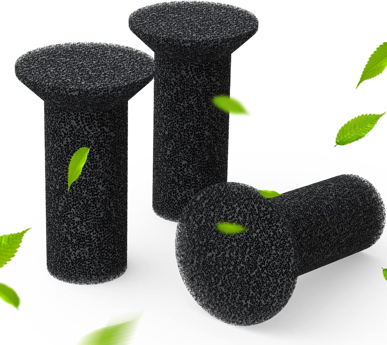 FEELNEEDY 3 Pack Sound-Absorbing Sponge Replacement for Cat Water Fountain (F-016B),Black image number 1