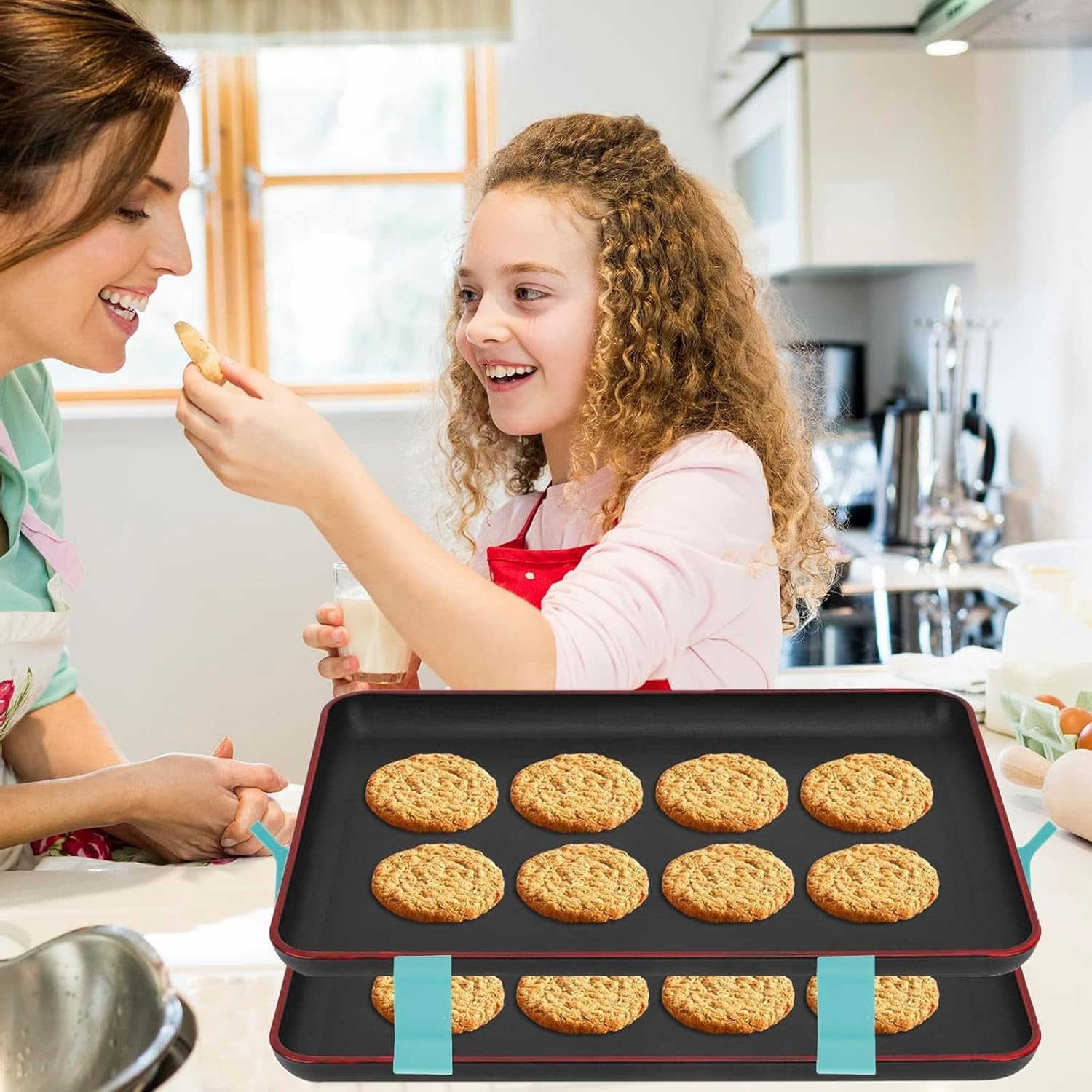 16PCS Baking Sheet Stackers, Reusable Trays Stacking Holder, Space-Saving Trays Stacking Holder, Multipurpose Baking Tray Stackers Suitable, for Home Kitchen(Blue) image number 4