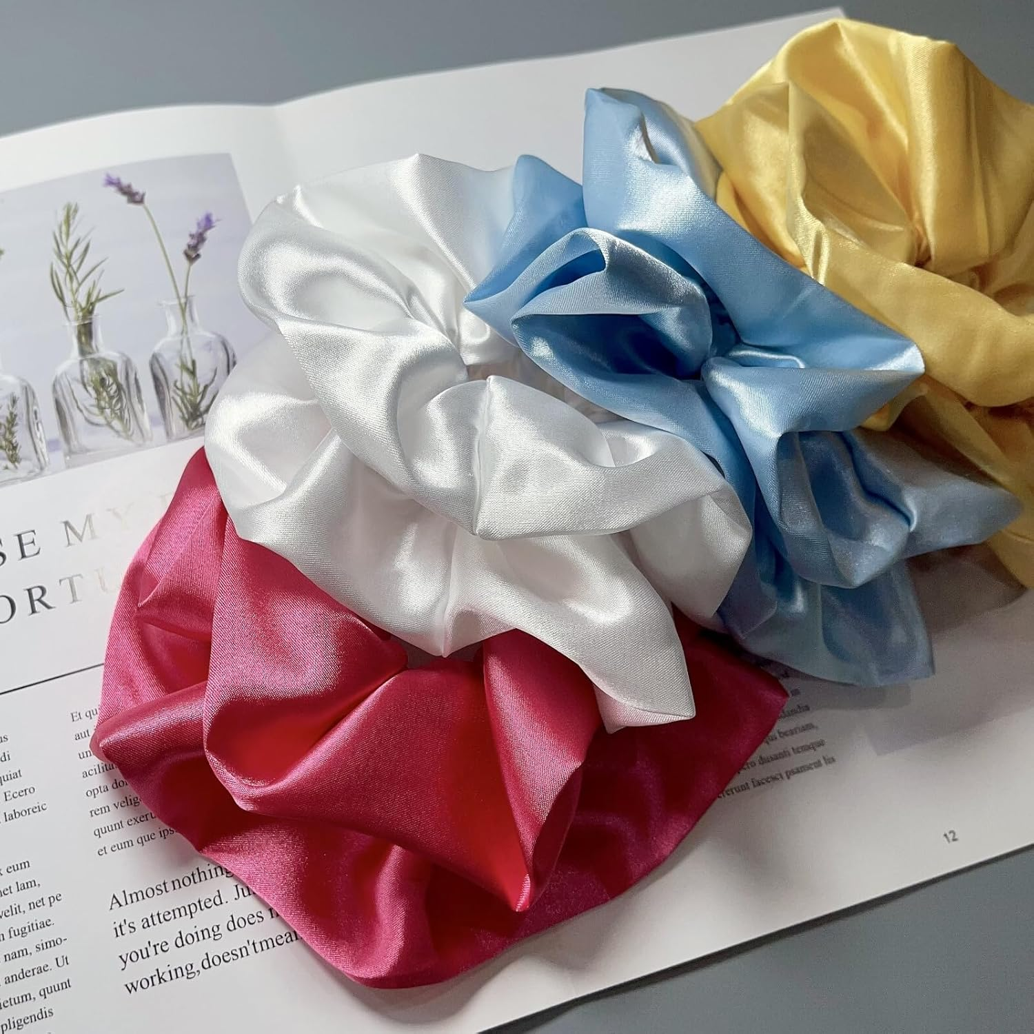 Women Girls Large Satin Scrunchies XL Silk Jumbo Scrunchie for Thick Long Hair Oversized Giant Scrunchy Hair Ties image number 5