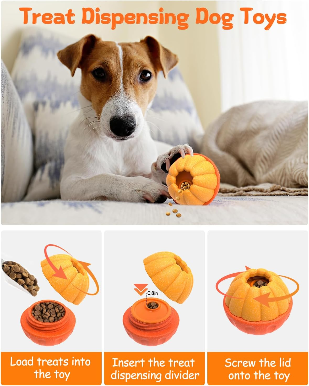 Krauzpet Treat Dispensing Dog Toys for Aggressive Chewers, Interactive Frozen Enrichment Puzzle Ball to Keep Dogs Busy, Indestructible Nylon Chew Toy for Medium Large Breed image number 5