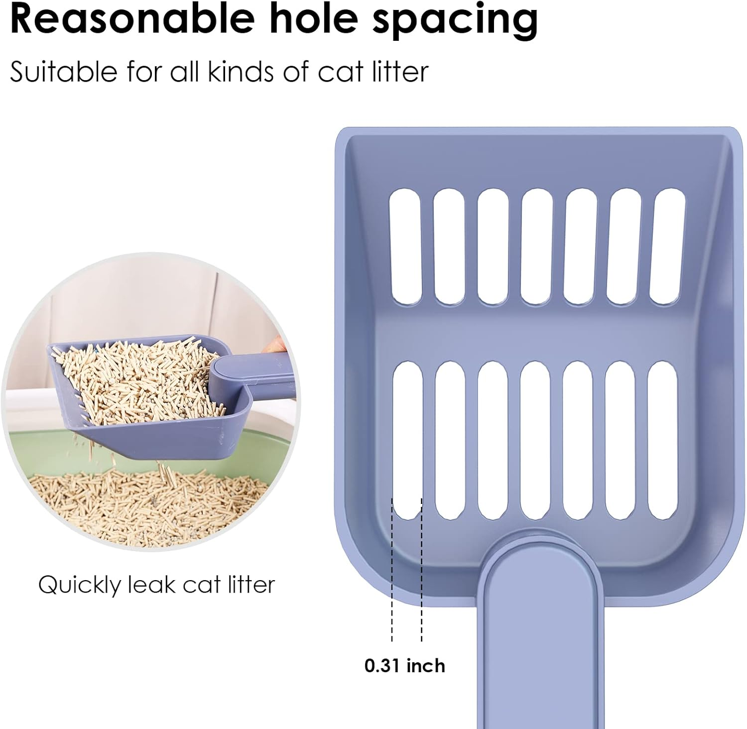 MEREN Cat Litter Scoop with Holder,Plastic Cat Litter Scooper,Deep Shovel,Large Capacity,Cat Scooper for Litter Box with Stand, Great for Scoop Away Cat Litter,Poop Sifting,Durable and Cute(Blue). image number 1