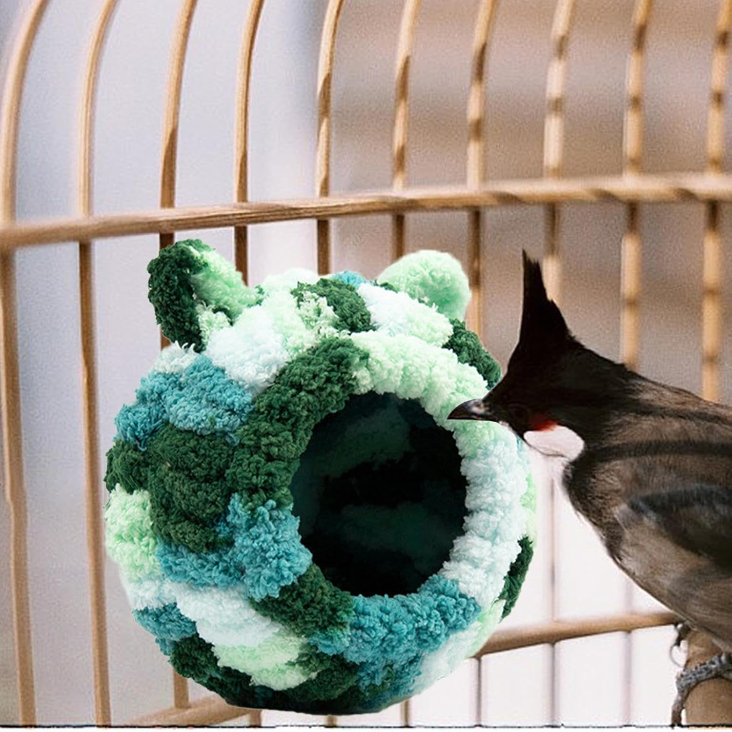 Parakeet Nest for Cage - Multipurpose Small Bird House Bird Sleeping Hut - Breathable Bird Nest House Winter Warm Parrot Nest for Parakeet Conure image number 4