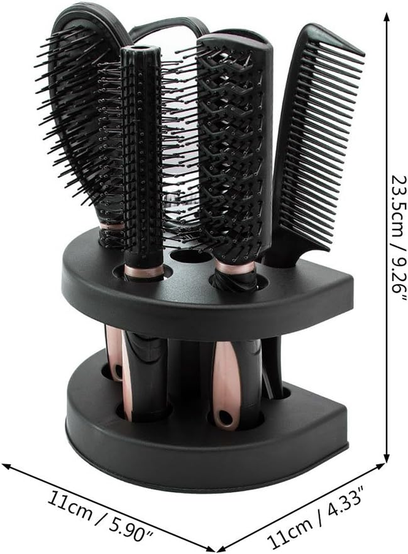 5Pcs Paddle Hair Brush Detangling Brush and Hair Comb Set Hair Brush Professional Salon Hairbrush Mirror Women Makeup Hand Comb Set for Straight Curly and All Hair Types (Pink) image number 4