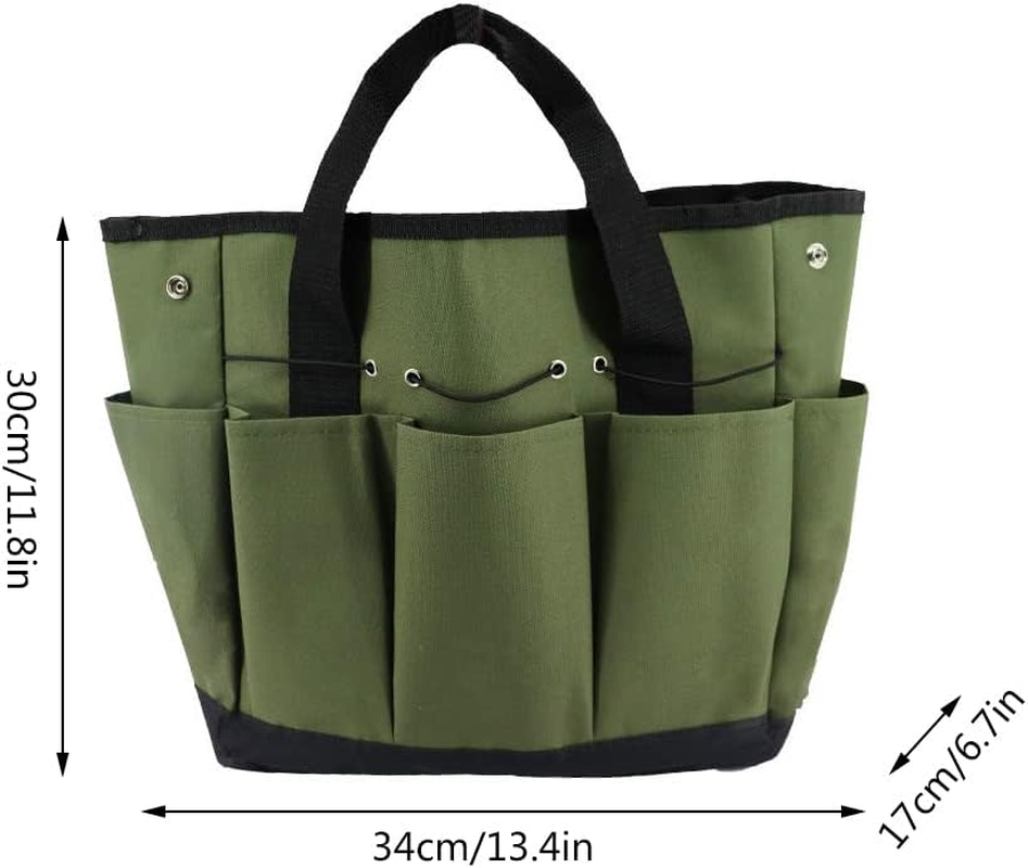 Tophomer Portable Tool Box Multi-Purpose Deluxe Garden Tool Storage Bag with Pockets (Green) - Black With Grey image number 2